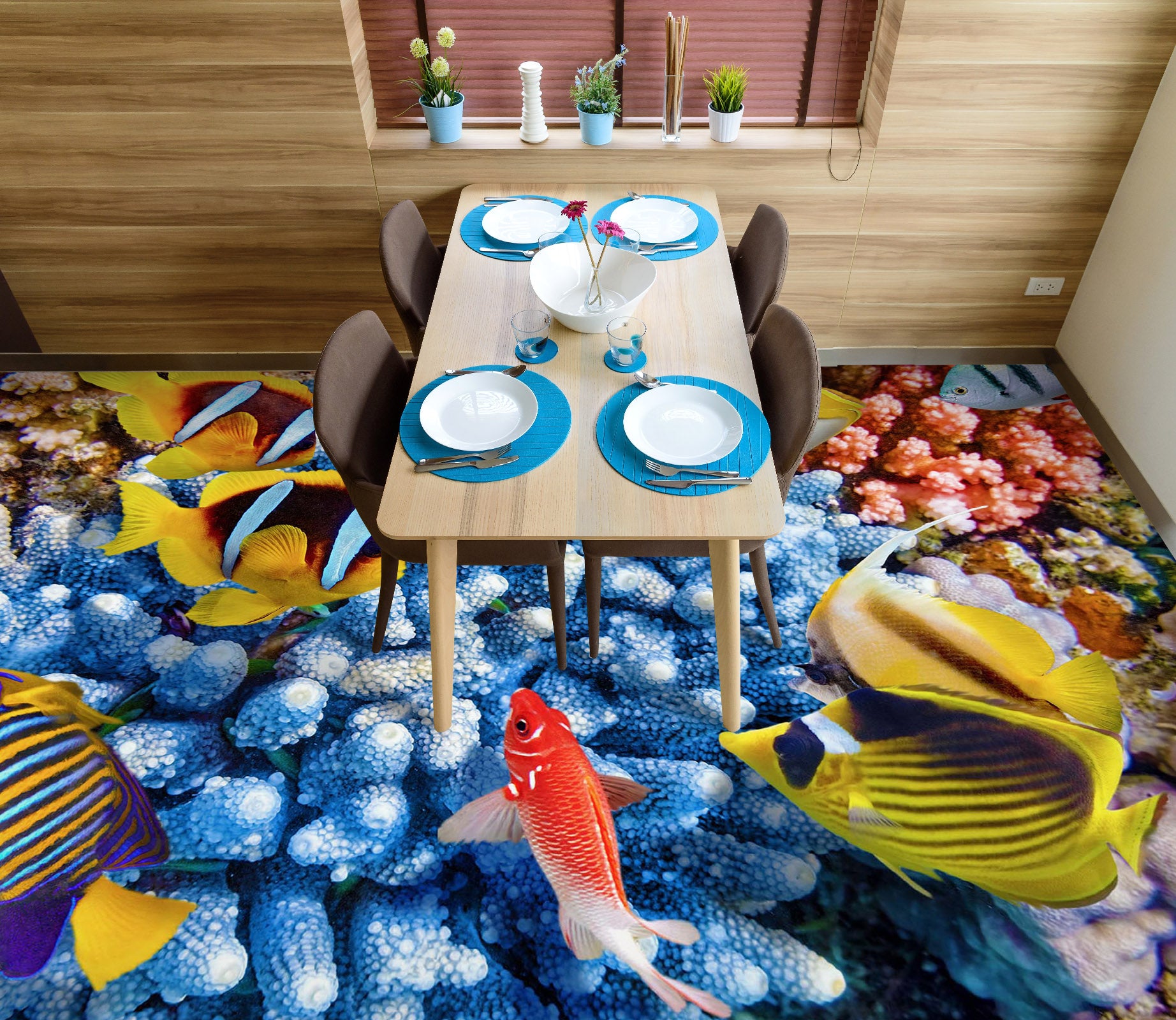 3D Special Red Fish 709 Floor Mural Wallpaper Murals Rug & Mat Print Epoxy waterproof bath floor