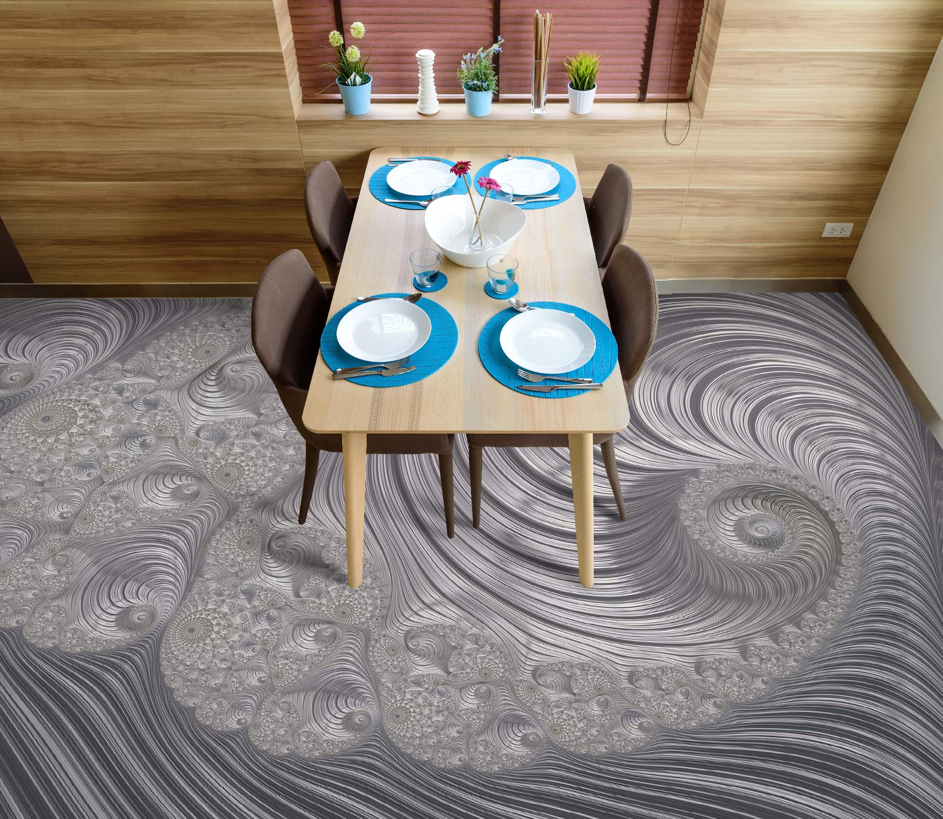 3D Grey Pattern Thread 102147 Andrea Haase Floor Mural Wallpaper Murals Self-Adhesive Removable Print Epoxy