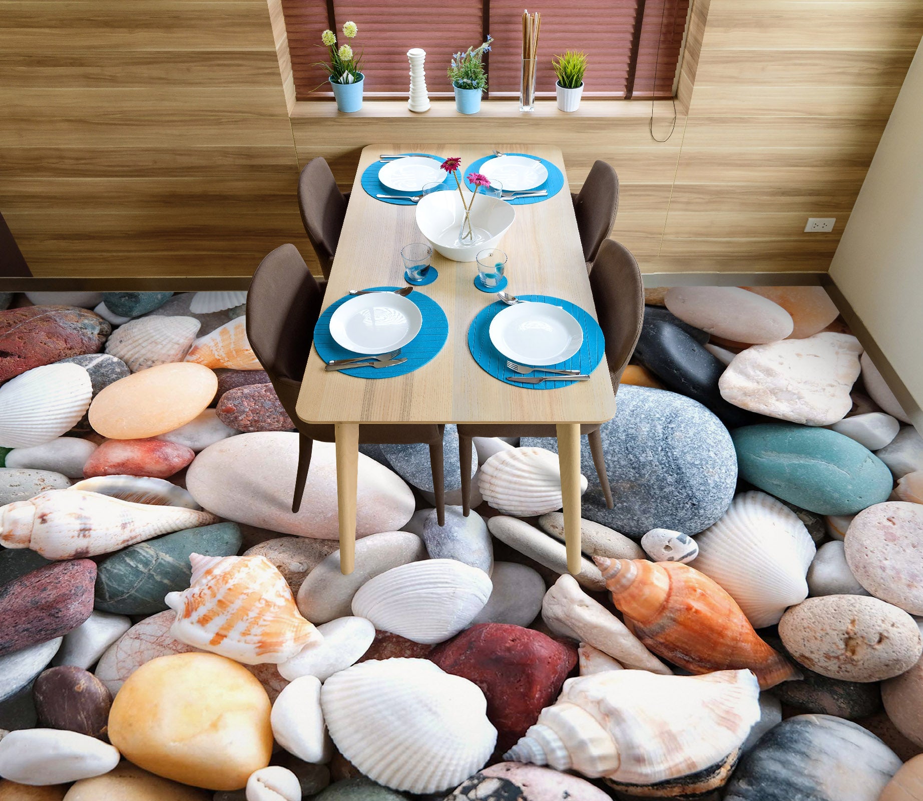 3D Pretty Colored Pebbles 744 Floor Mural Wallpaper Murals Rug & Mat Print Epoxy waterproof bath floor