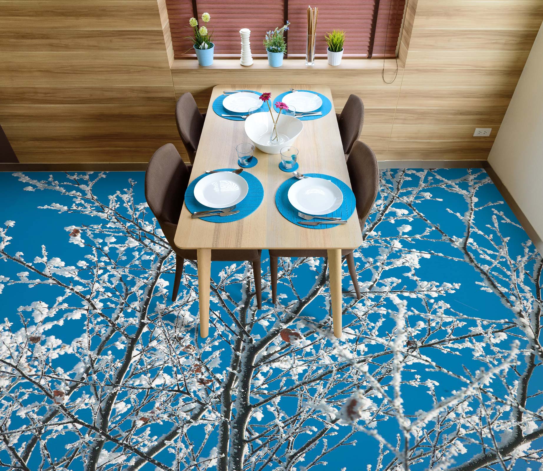 3D Snow Tree 9861 Assaf Frank Floor Mural Wallpaper Murals Self-Adhesive Removable Print Epoxy