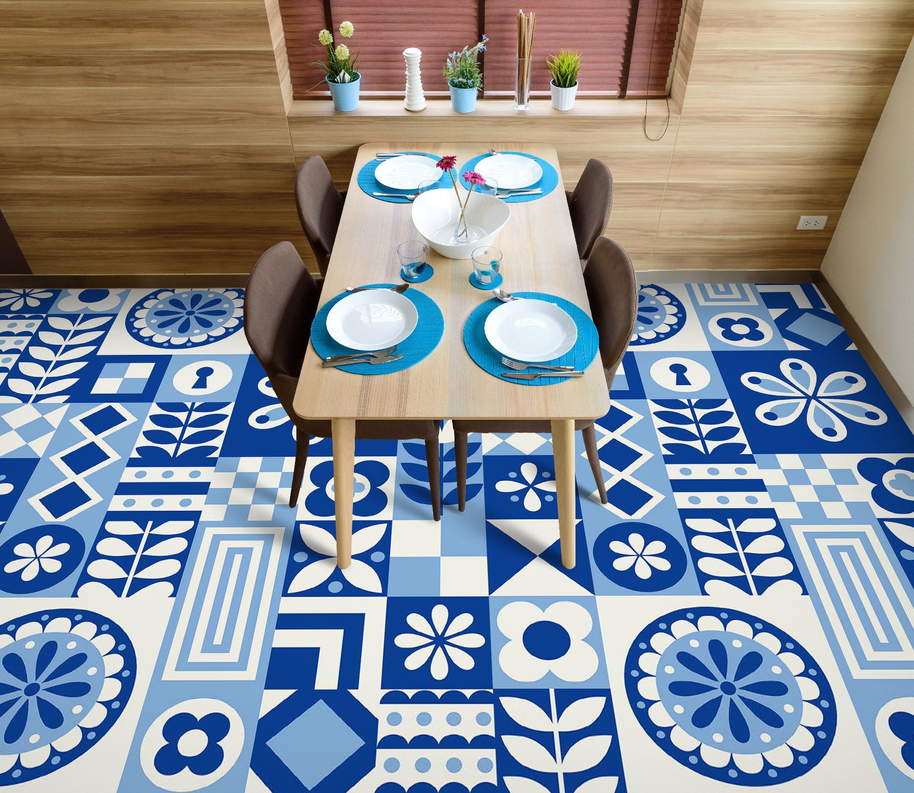 3D Pretty Blue Pattern 367 Floor Mural Wallpaper Murals Rug & Mat Print Epoxy waterproof bath floor