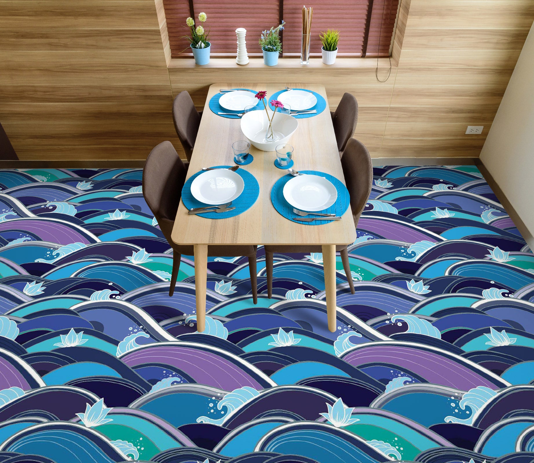 3D Cartoon Waves 1118 Floor Mural Wallpaper Murals Self-Adhesive Removable Print Epoxy