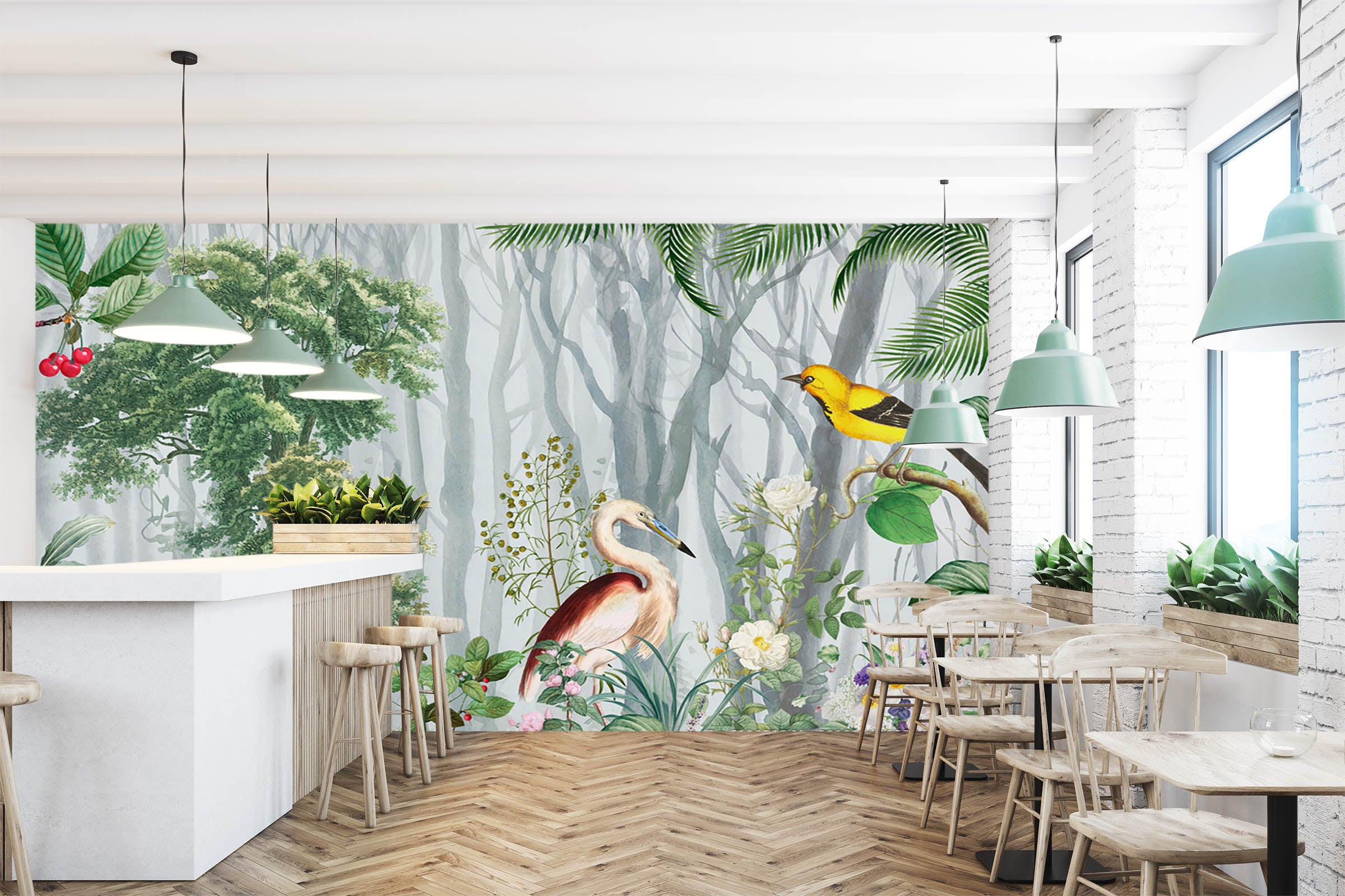 3D Cherry Bird 1550 Wall Murals