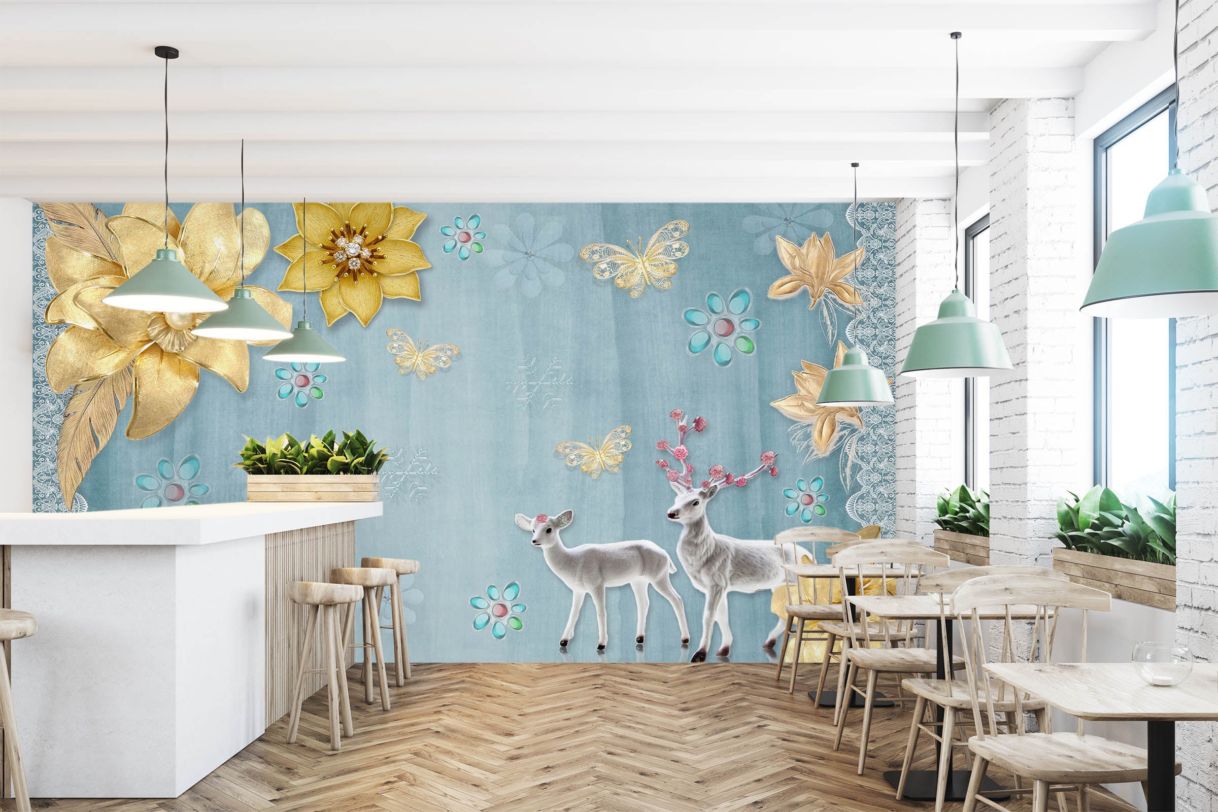 3D Yellow Flowers 1548 Wall Murals