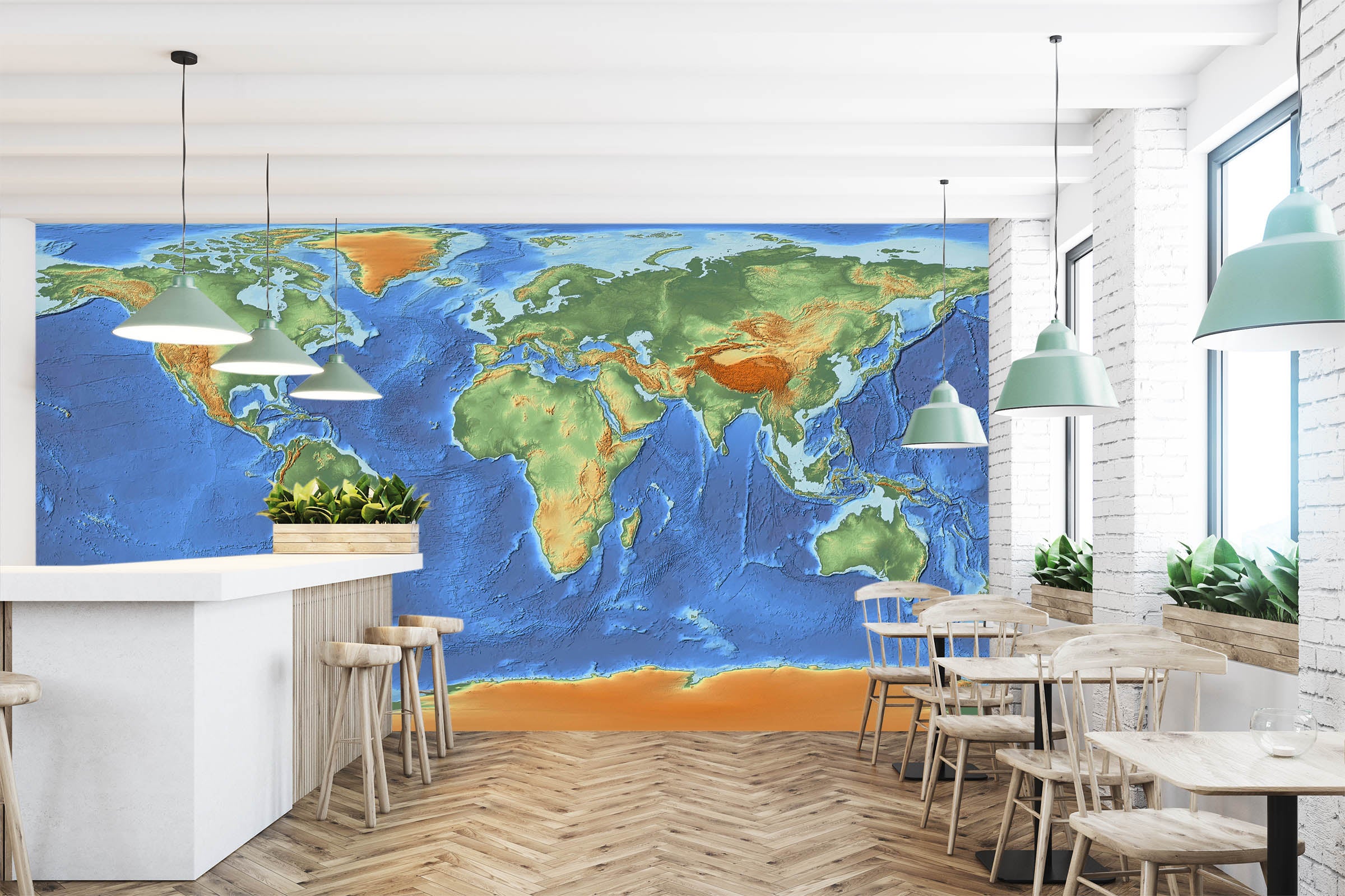 3D Oasis Building 2030 World Map Wall Murals
