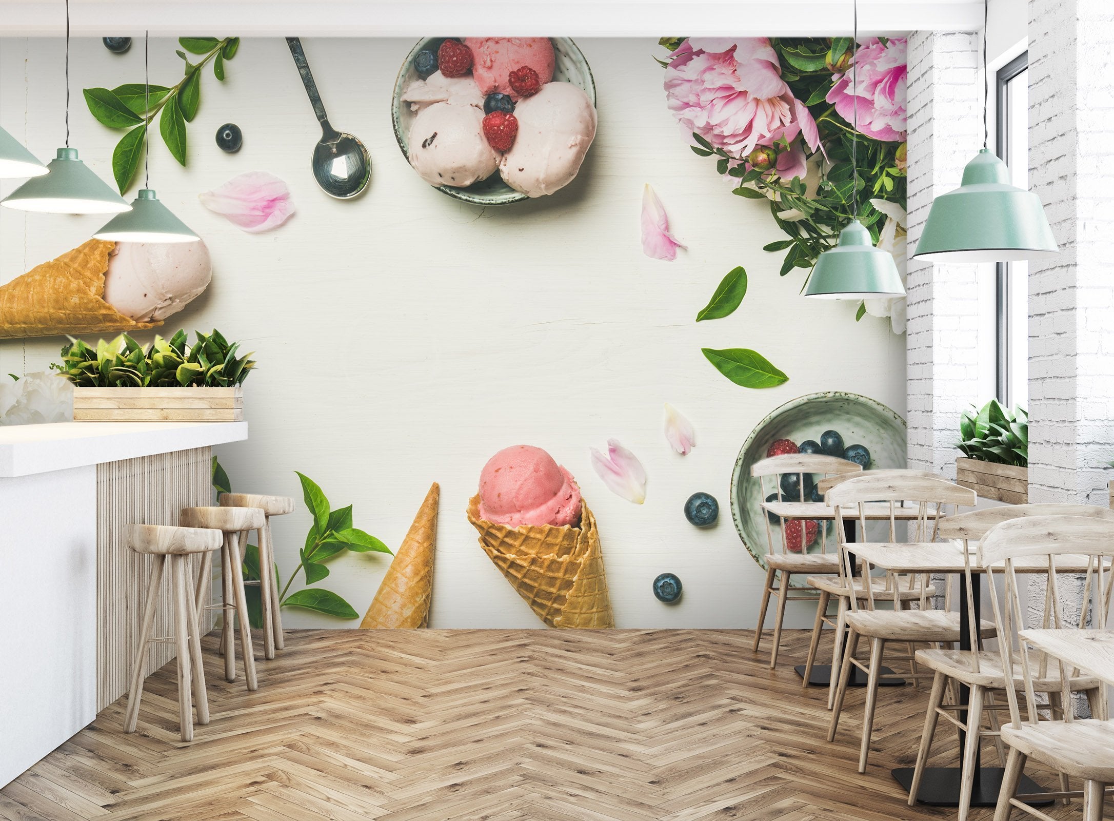 3D Blueberry Flower Ice Cream 434 Wallpaper AJ Wallpaper 2