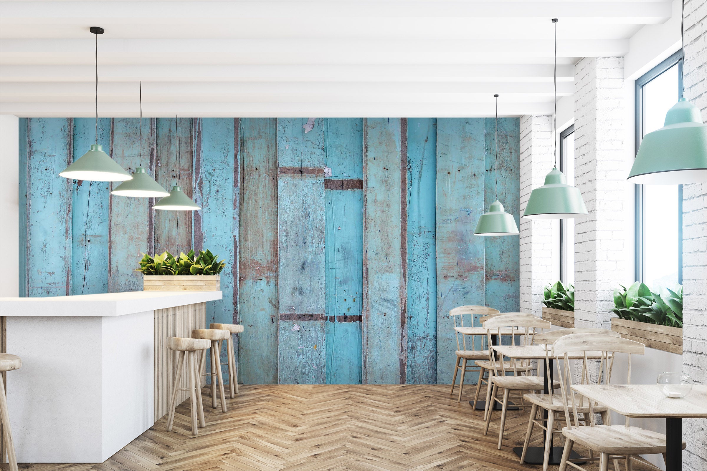 3D Wood Blue 1492 Wall Murals