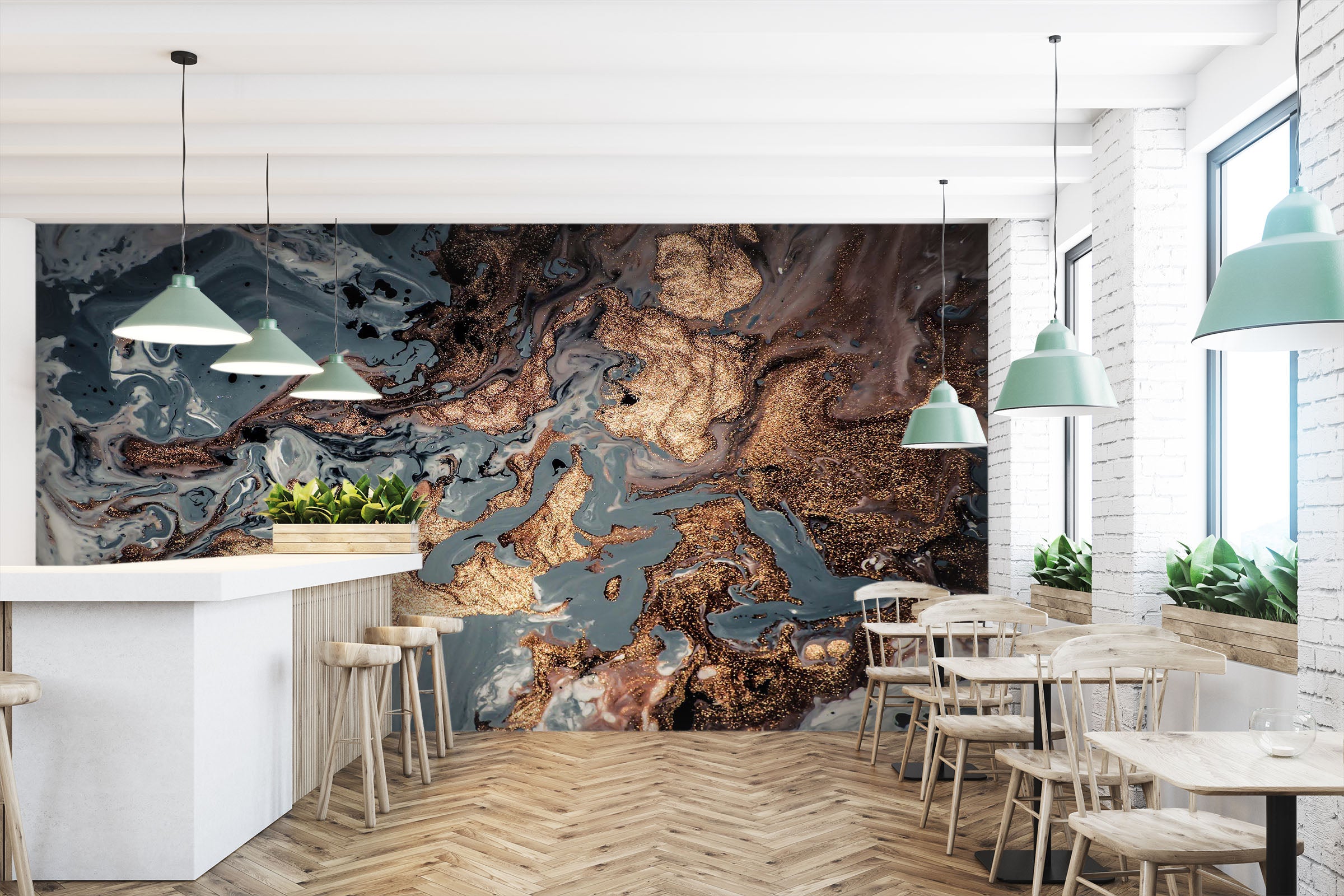 3D Black River 247 Wall Murals