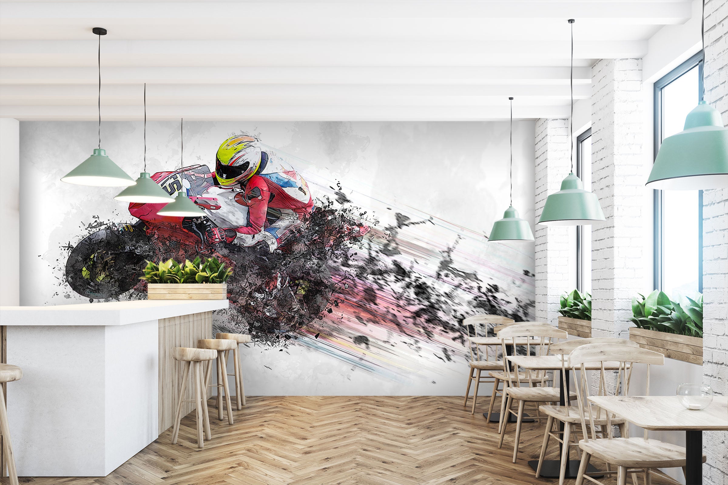 3D Motorcycle Competition 124 Vehicle Wall Murals