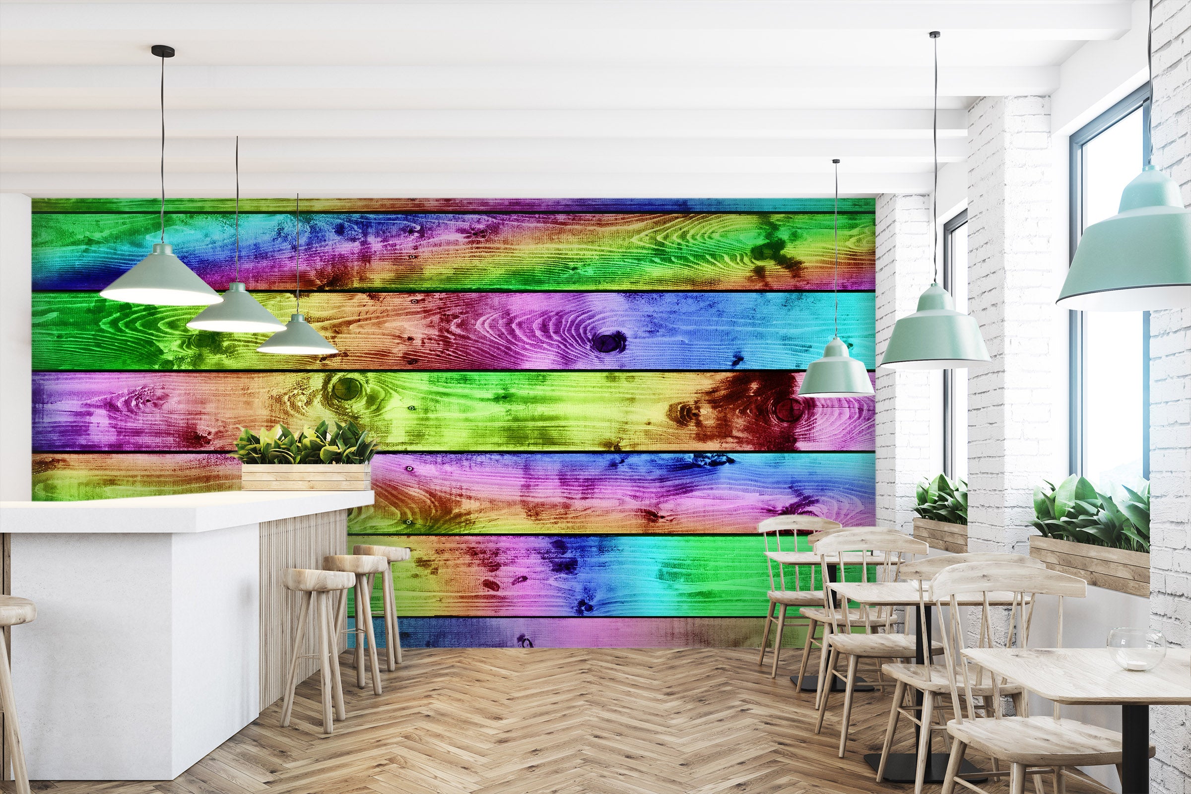 3D Colored Planks 1489 Wall Murals