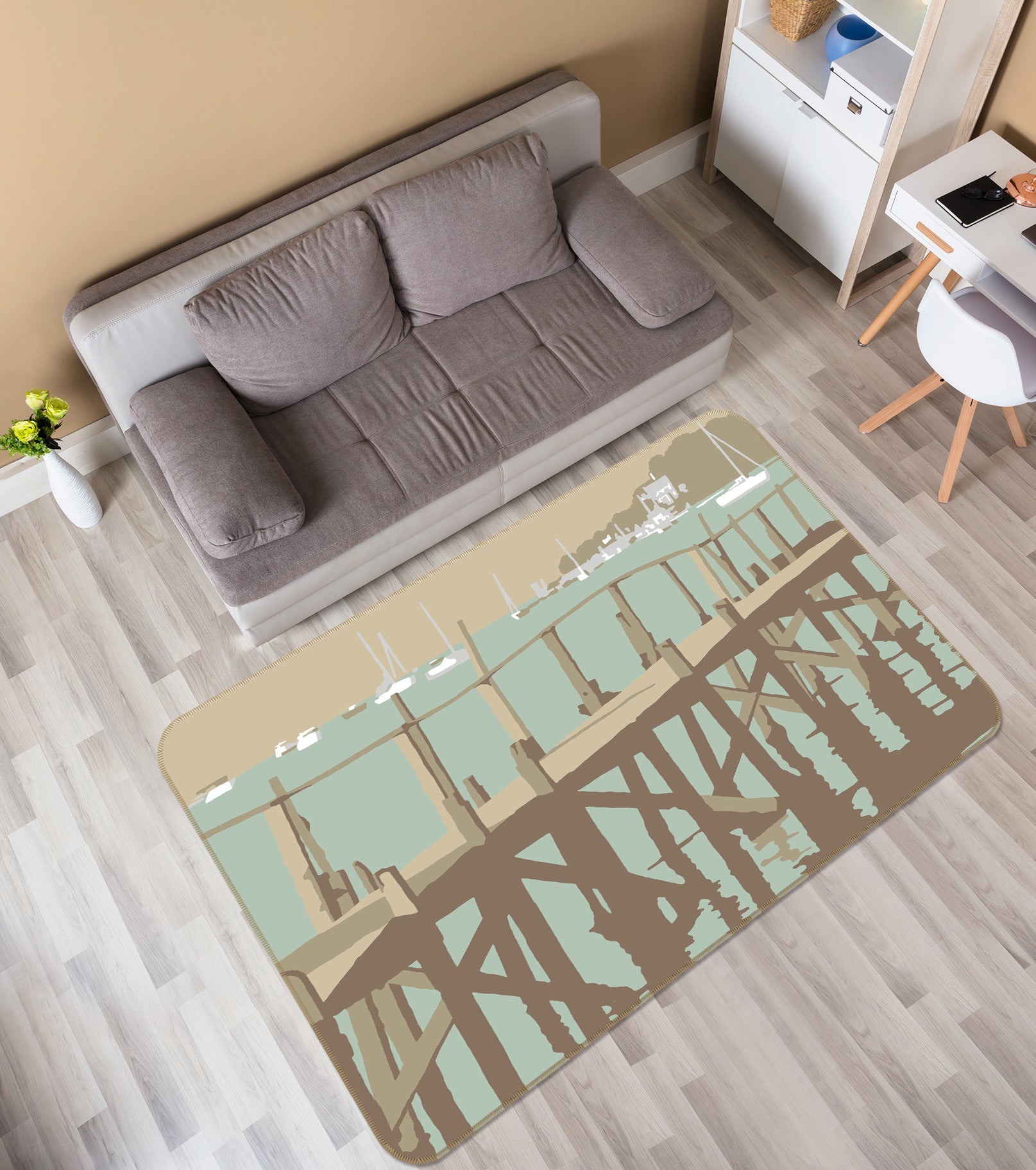 3D Sanbanks Evening Hill Pier 1167 Steve Read Rug Non Slip Rug Mat