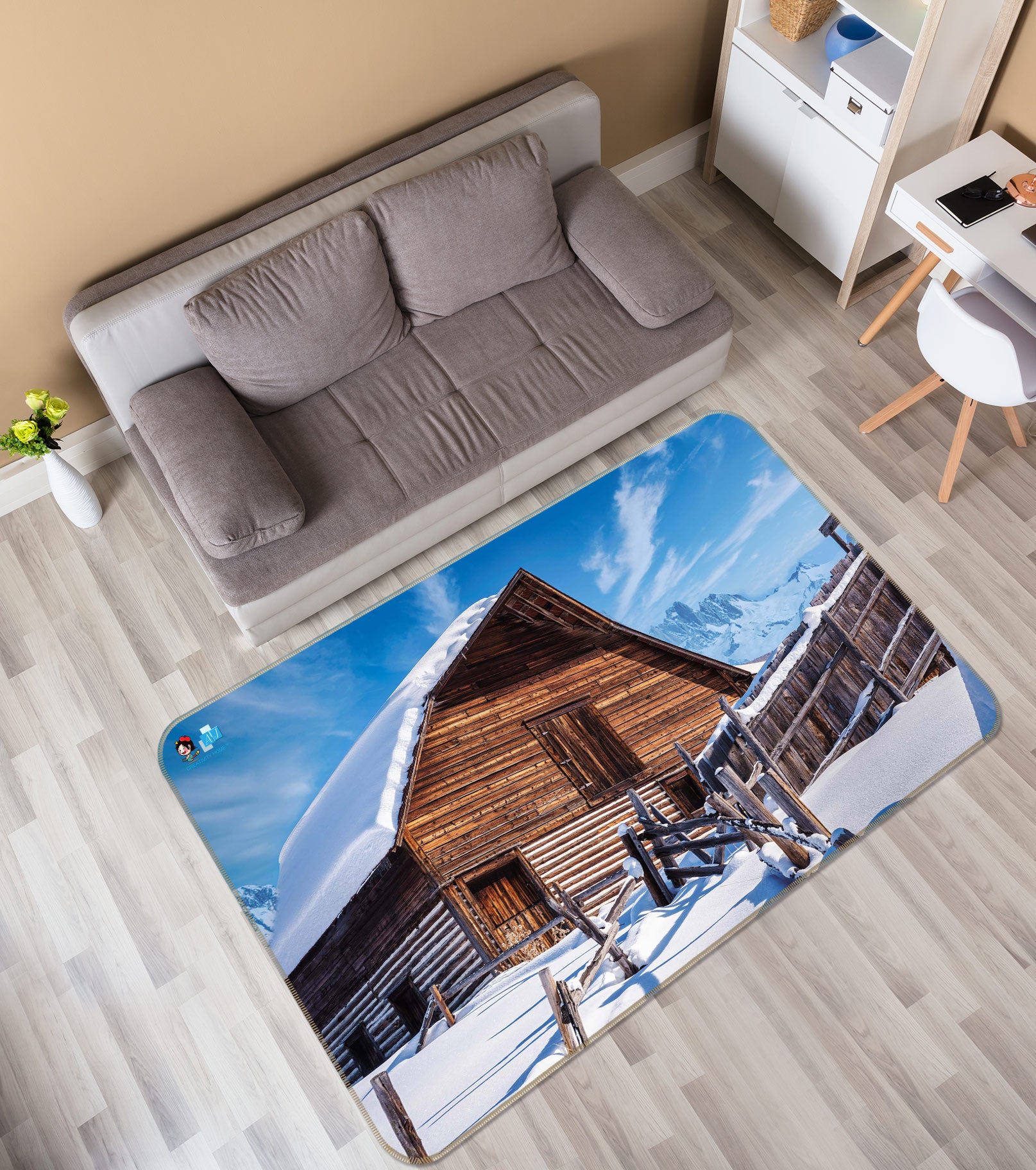 3D Winter Snow House 5156 Beth Sheridan Rug Non Slip Rug Mat