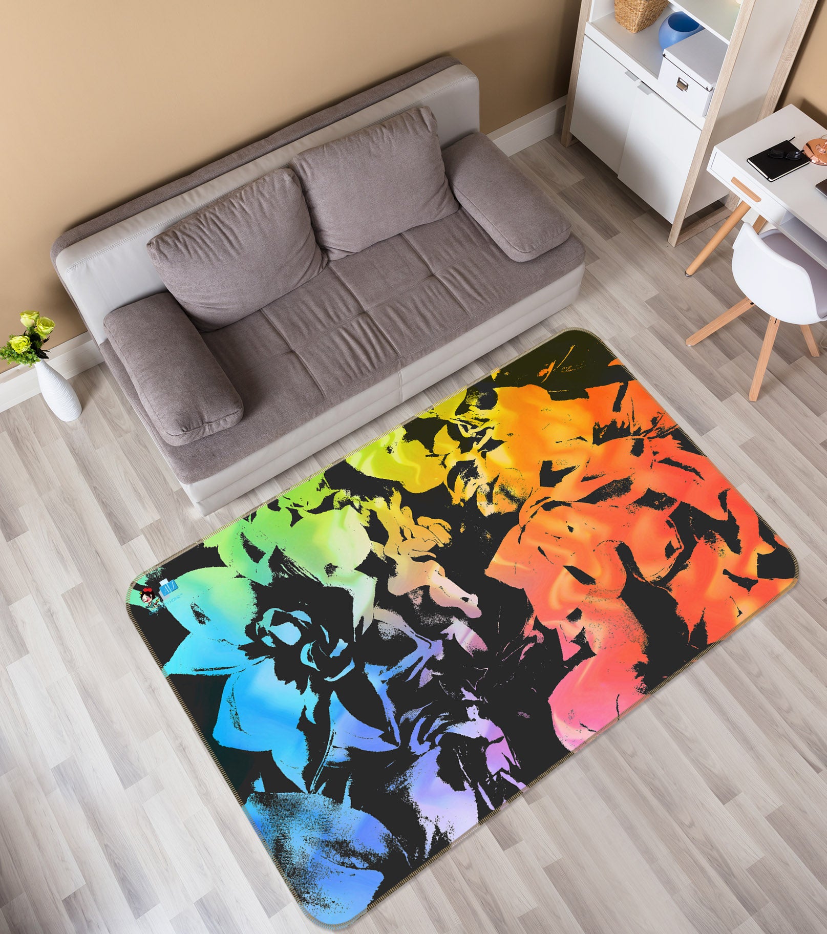 3D Color Flower Pattern 19158 Shandra Smith Rug Non Slip Rug Mat