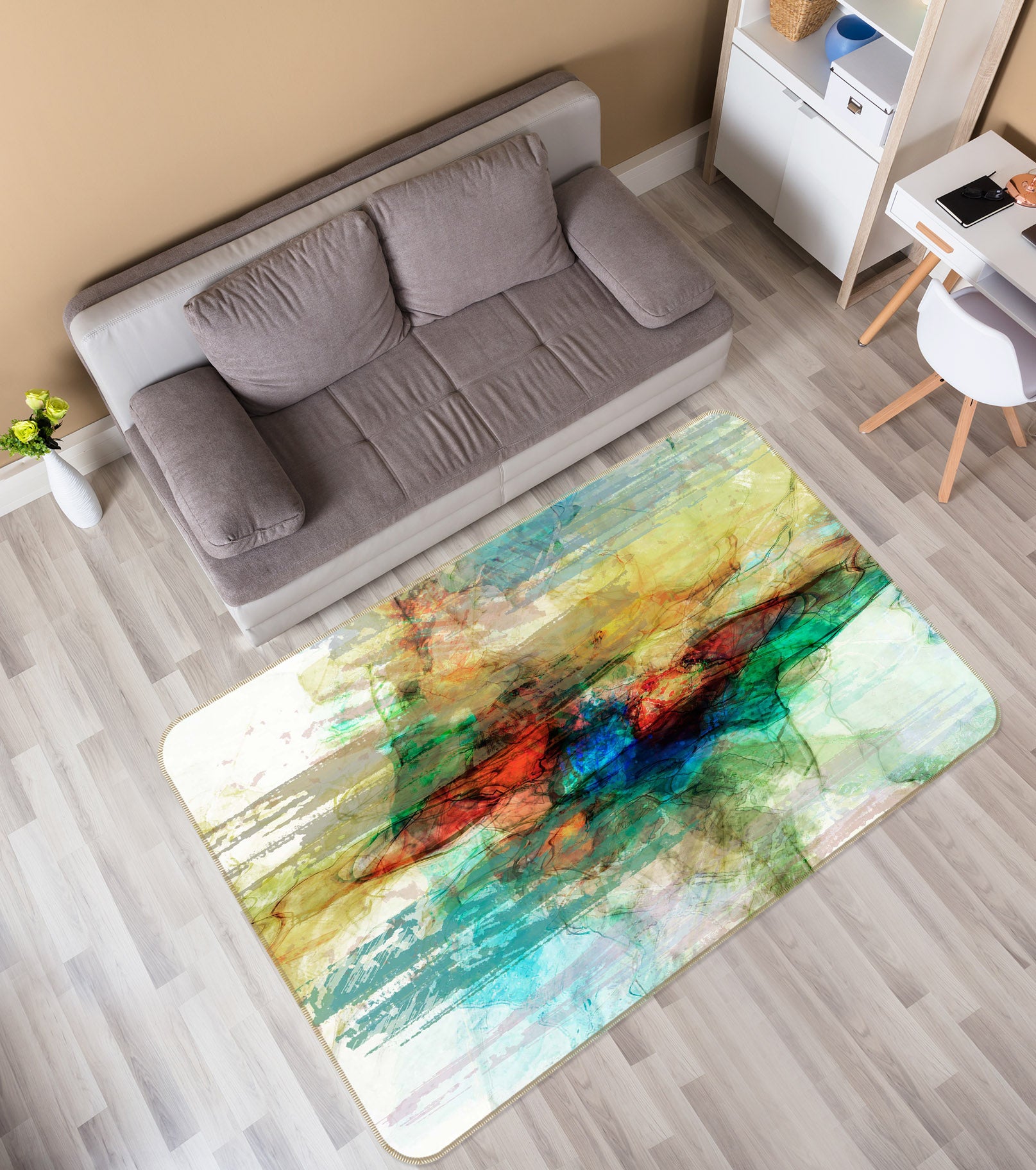 3D Colored Pond 1031 Michael Tienhaara Rug Non Slip Rug Mat
