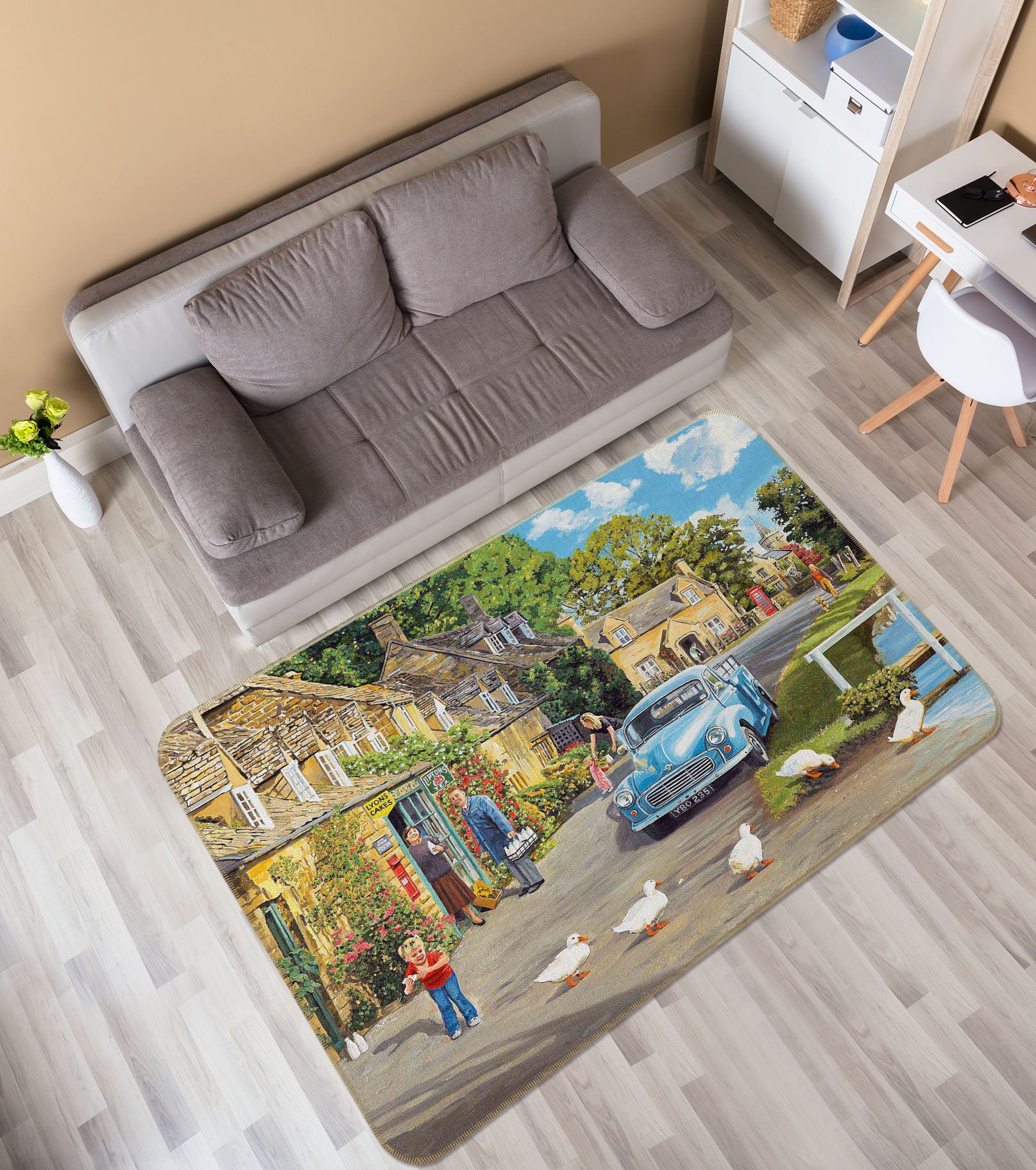 3D Car River 1061 Trevor Mitchell Rug Non Slip Rug Mat