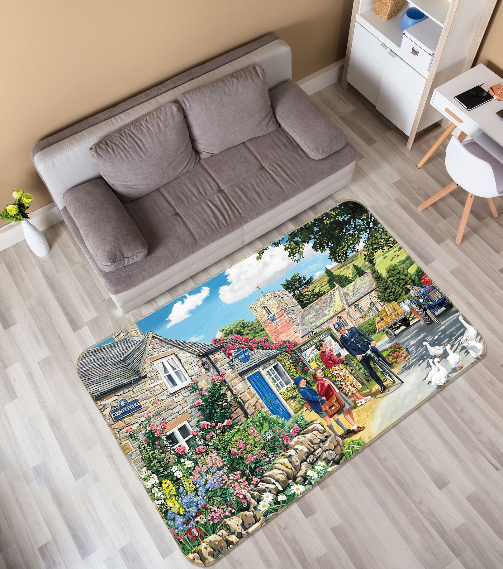 3D The Police House 1114 Trevor Mitchell Rug Non Slip Rug Mat