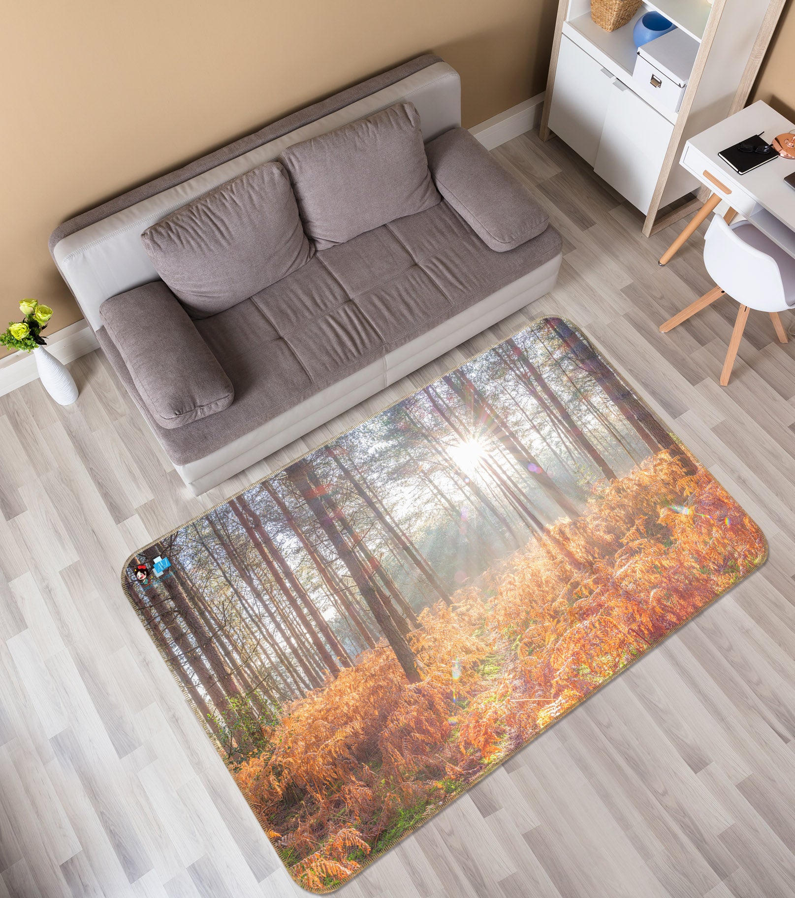 3D Leaves Sunshine 6754 Assaf Frank Rug Non Slip Rug Mat