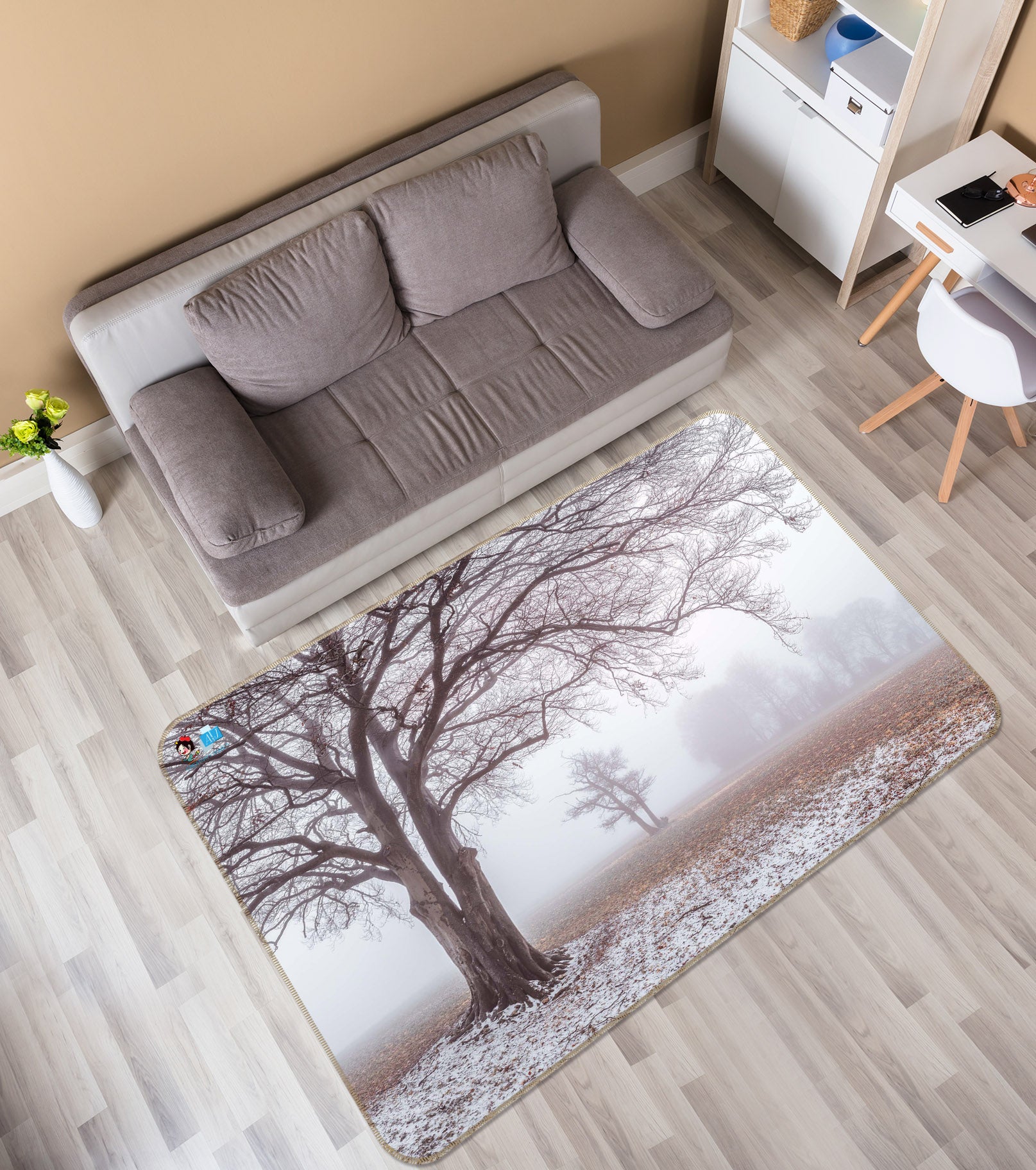 3D Misty Tree 6759 Assaf Frank Rug Non Slip Rug Mat