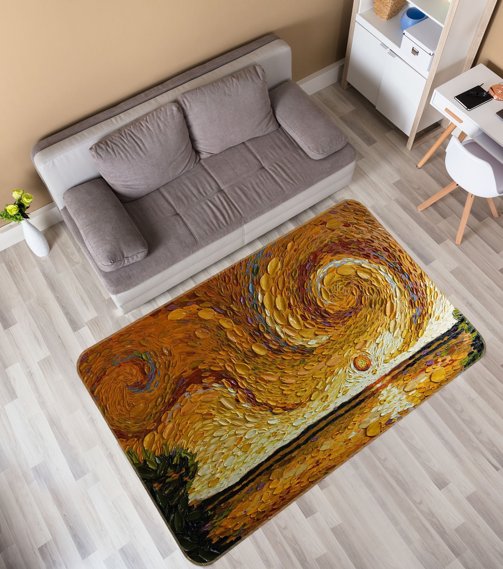 3D Shells Waves 1008 Dena Tollefson Rug Non Slip Rug Mat