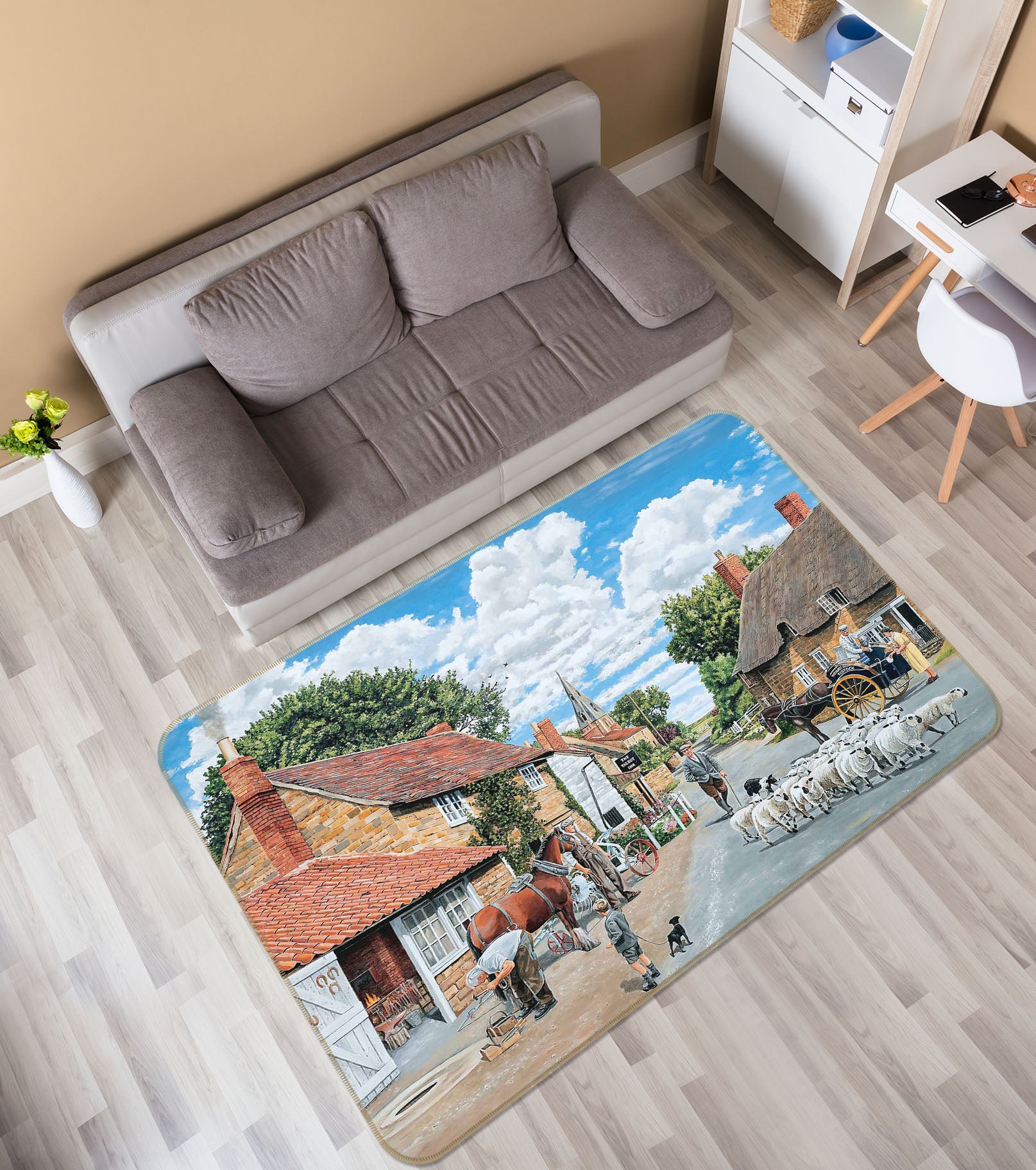 3D The Village Farrier 1123 Trevor Mitchell Rug Non Slip Rug Mat