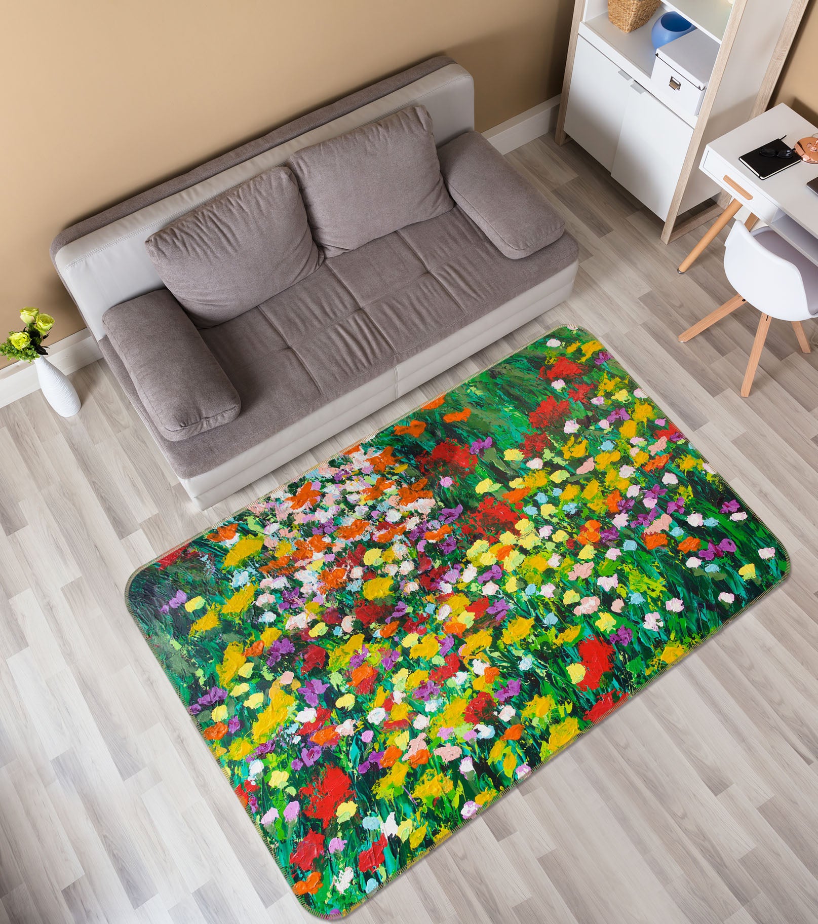 3D Floral Eruption 1002 Allan P. Friedlander Rug Non Slip Rug Mat
