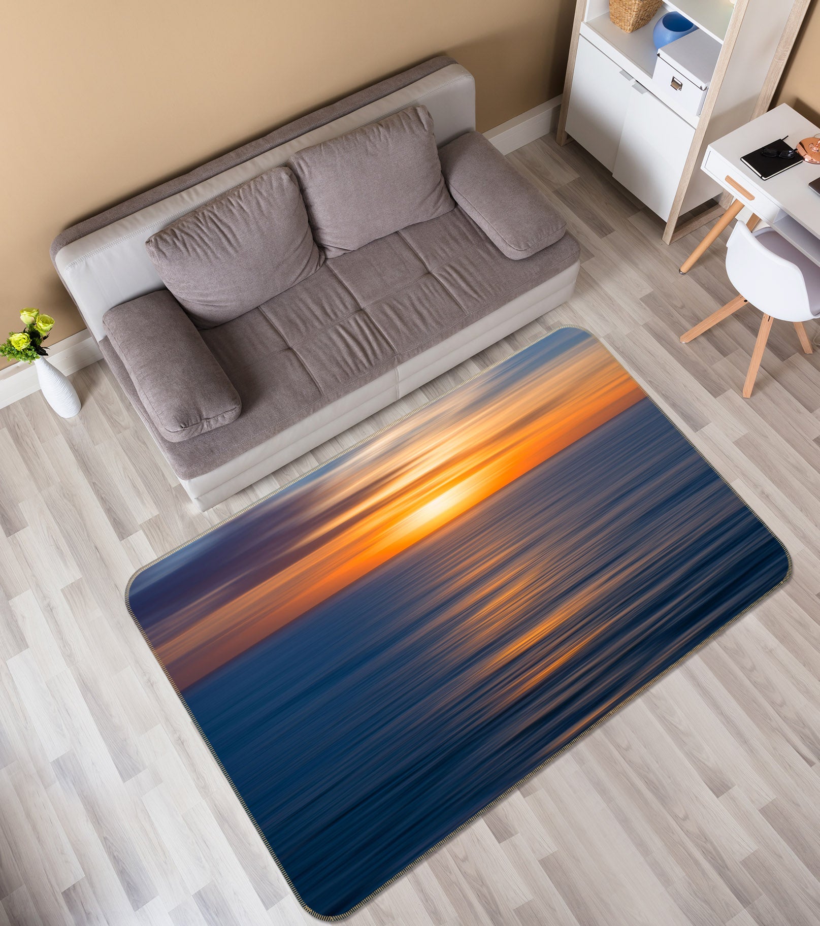 3D Sunset Sea 1186 Marco Carmassi Rug Non Slip Rug Mat
