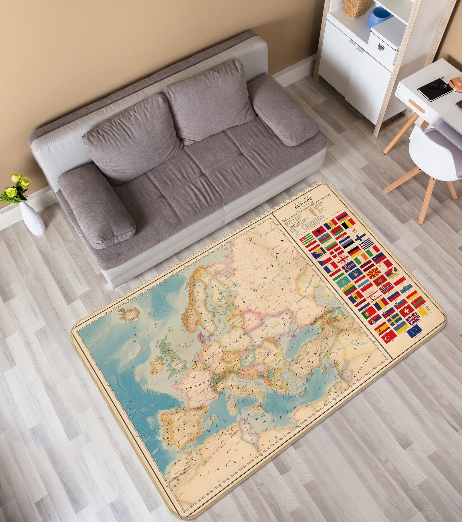 3D Vast Land 2007 World Map Non Slip Rug Mat