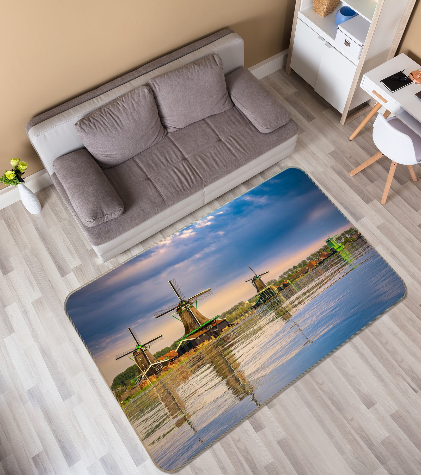 3D River Windmill 1080 Marco Carmassi Rug Non Slip Rug Mat
