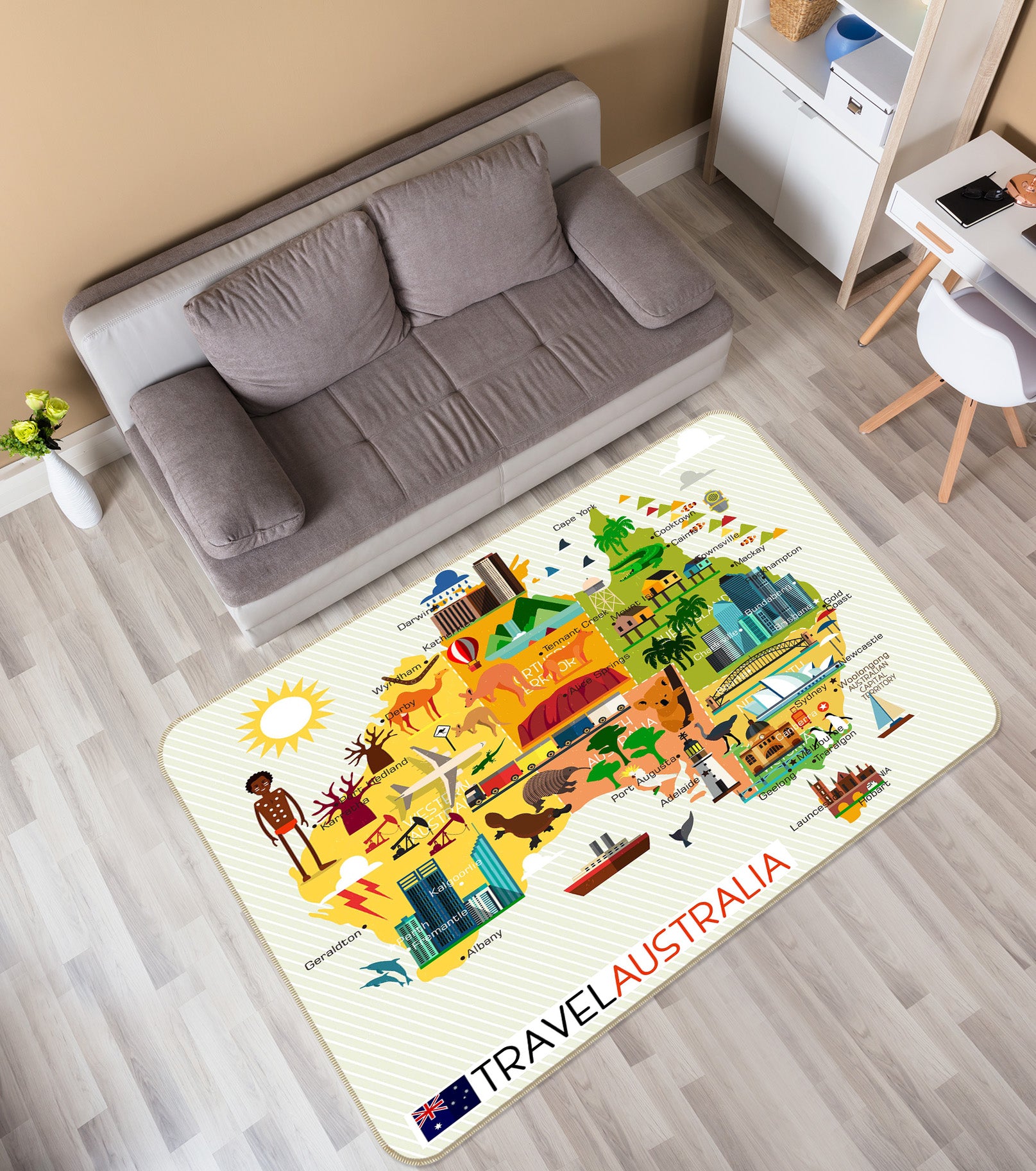 3D Color House 263 World Map Non Slip Rug Mat
