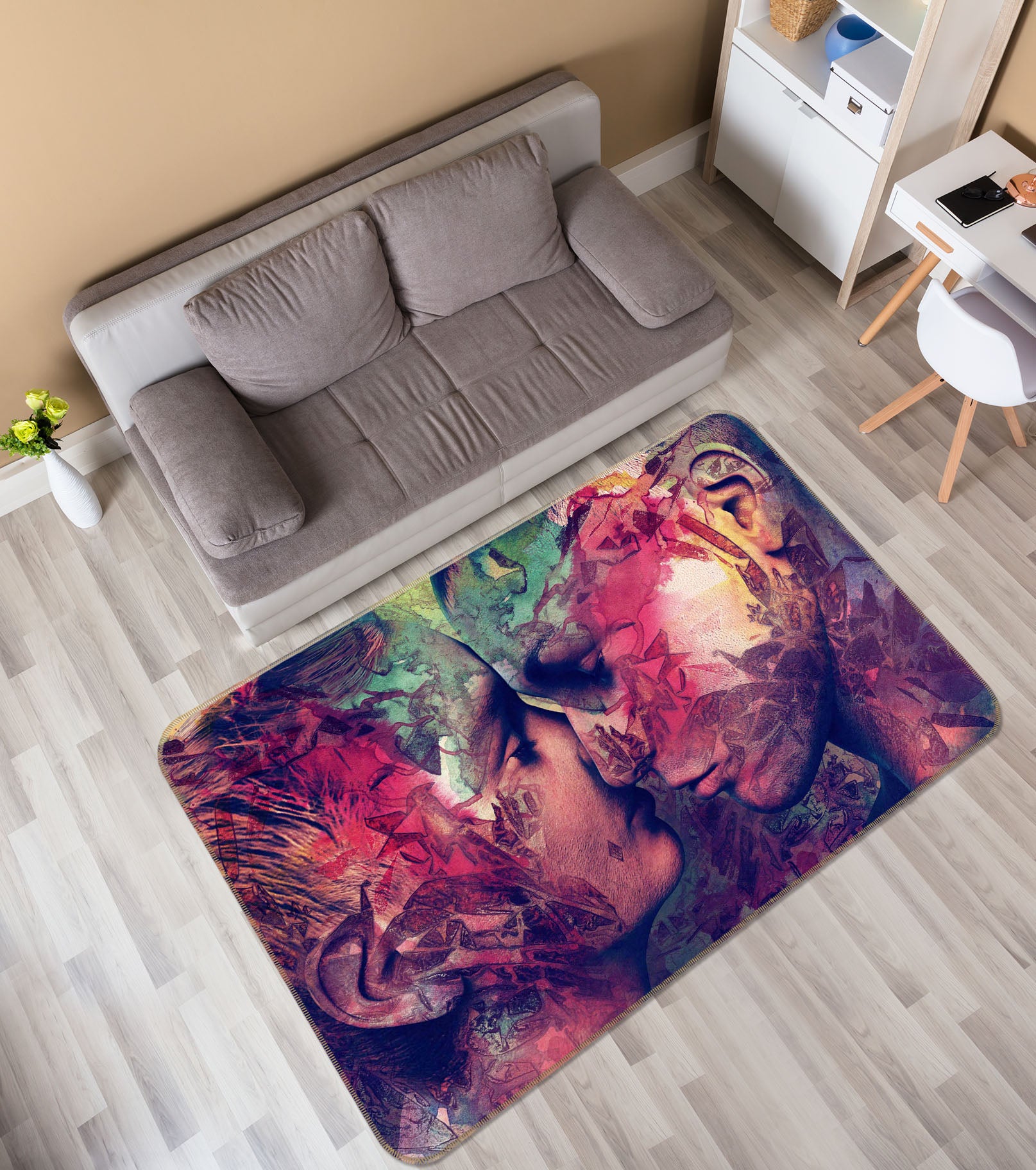 3D Graffiti Love 1004 Marco Cavazzana Rug Non Slip Rug Mat