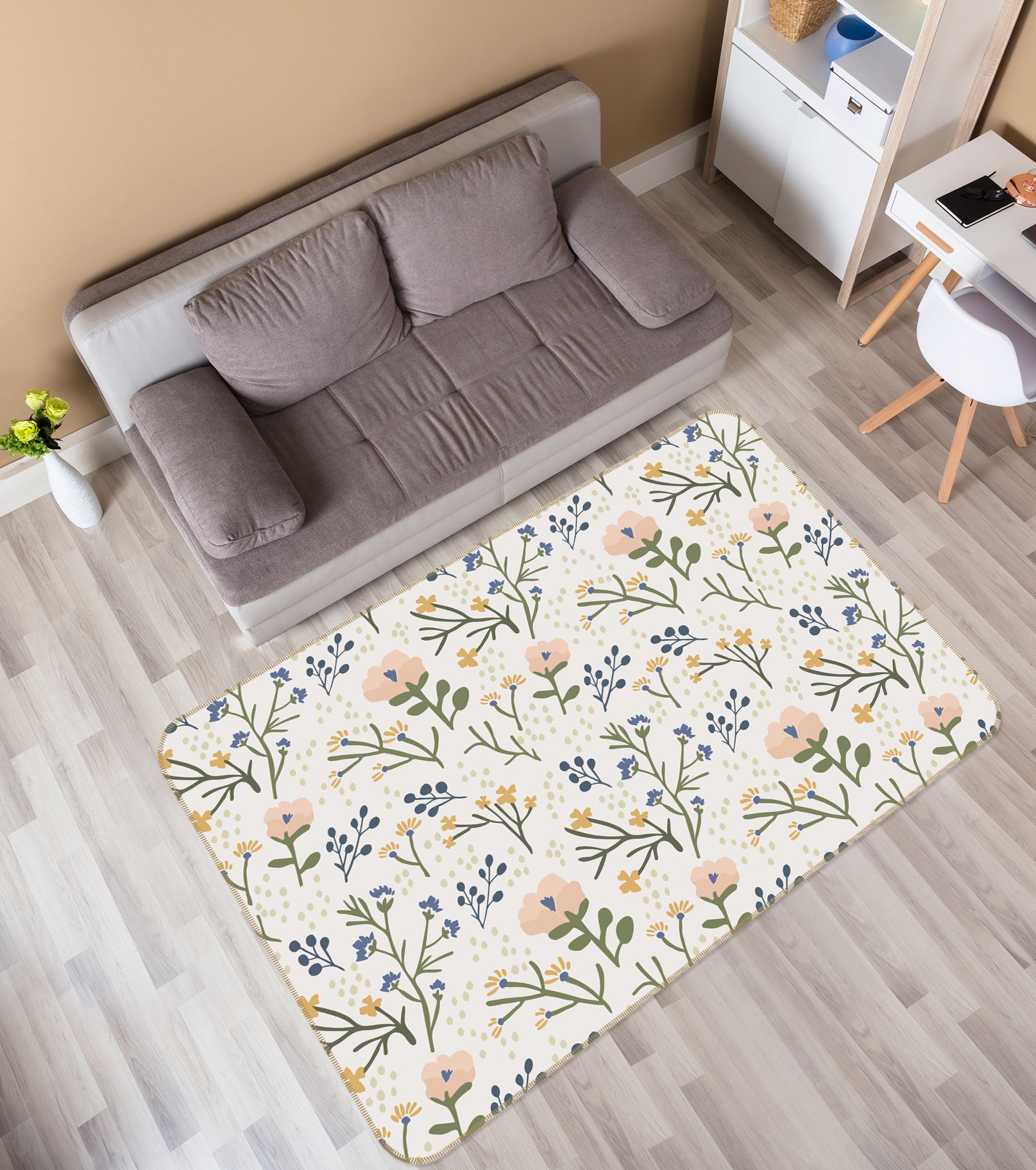 3D Colored Flowers 1107 Jillian Helvey Rug Non Slip Rug Mat