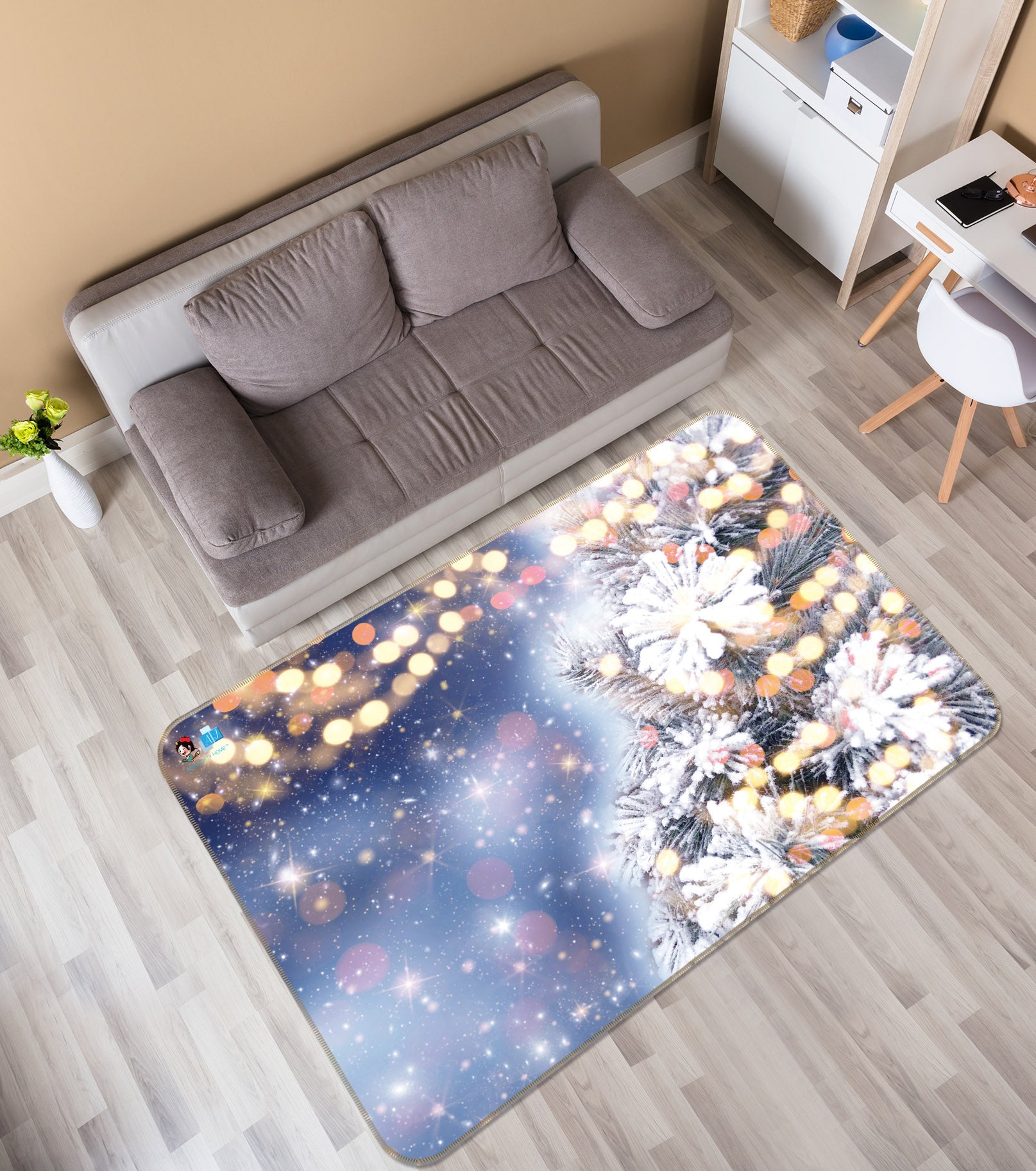 3D Branch Snow 57003 Christmas Non Slip Rug Mat Xmas