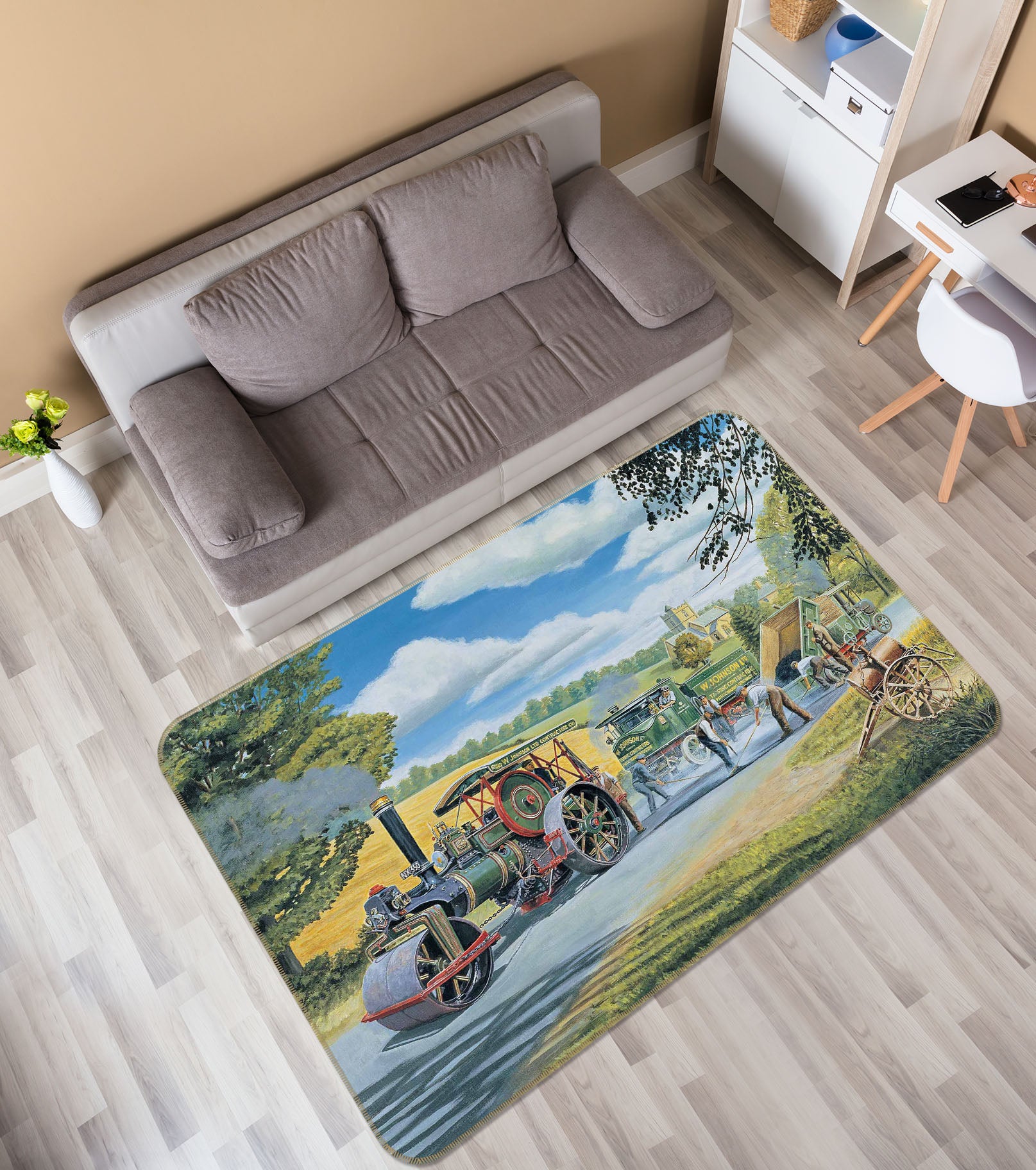 3D The Road Menders 1116 Trevor Mitchell Rug Non Slip Rug Mat