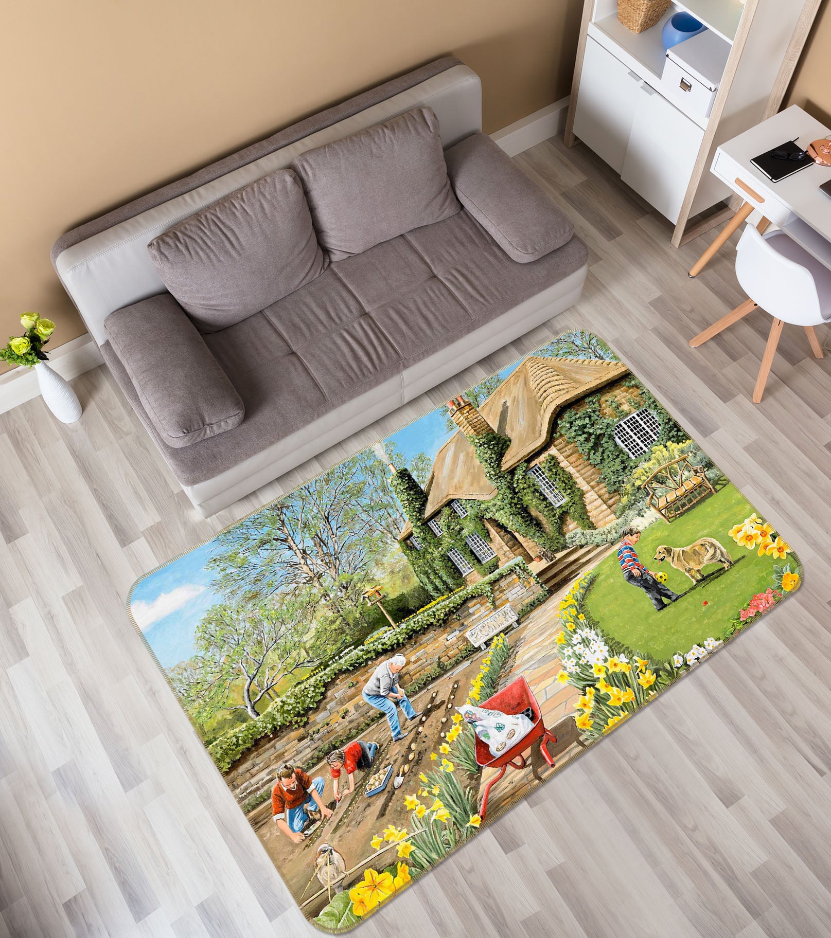 3D Spring Gardening 1101 Trevor Mitchell Rug Non Slip Rug Mat