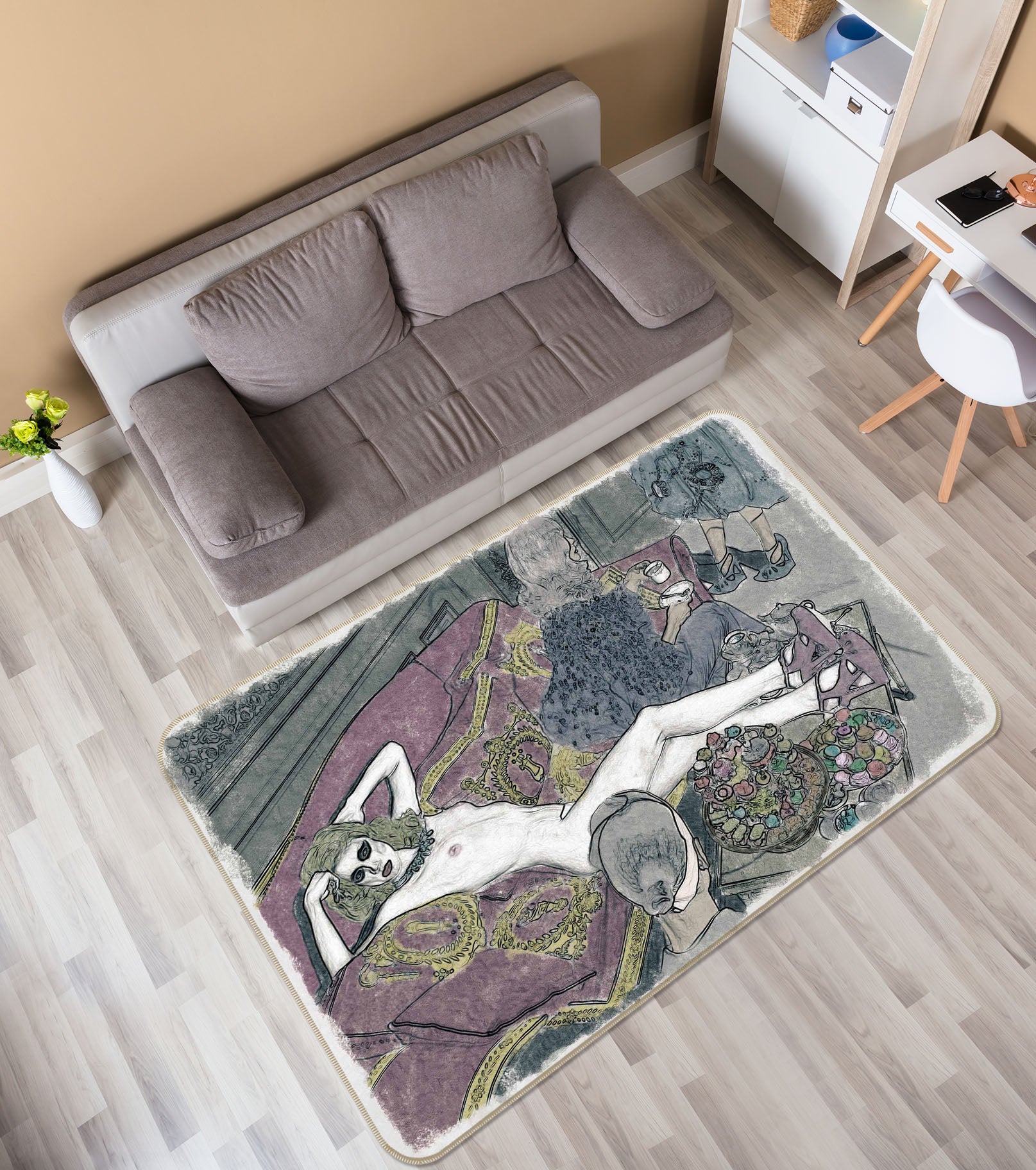 3D Girl Garden 1009 Marco Cavazzana Rug Non Slip Rug Mat
