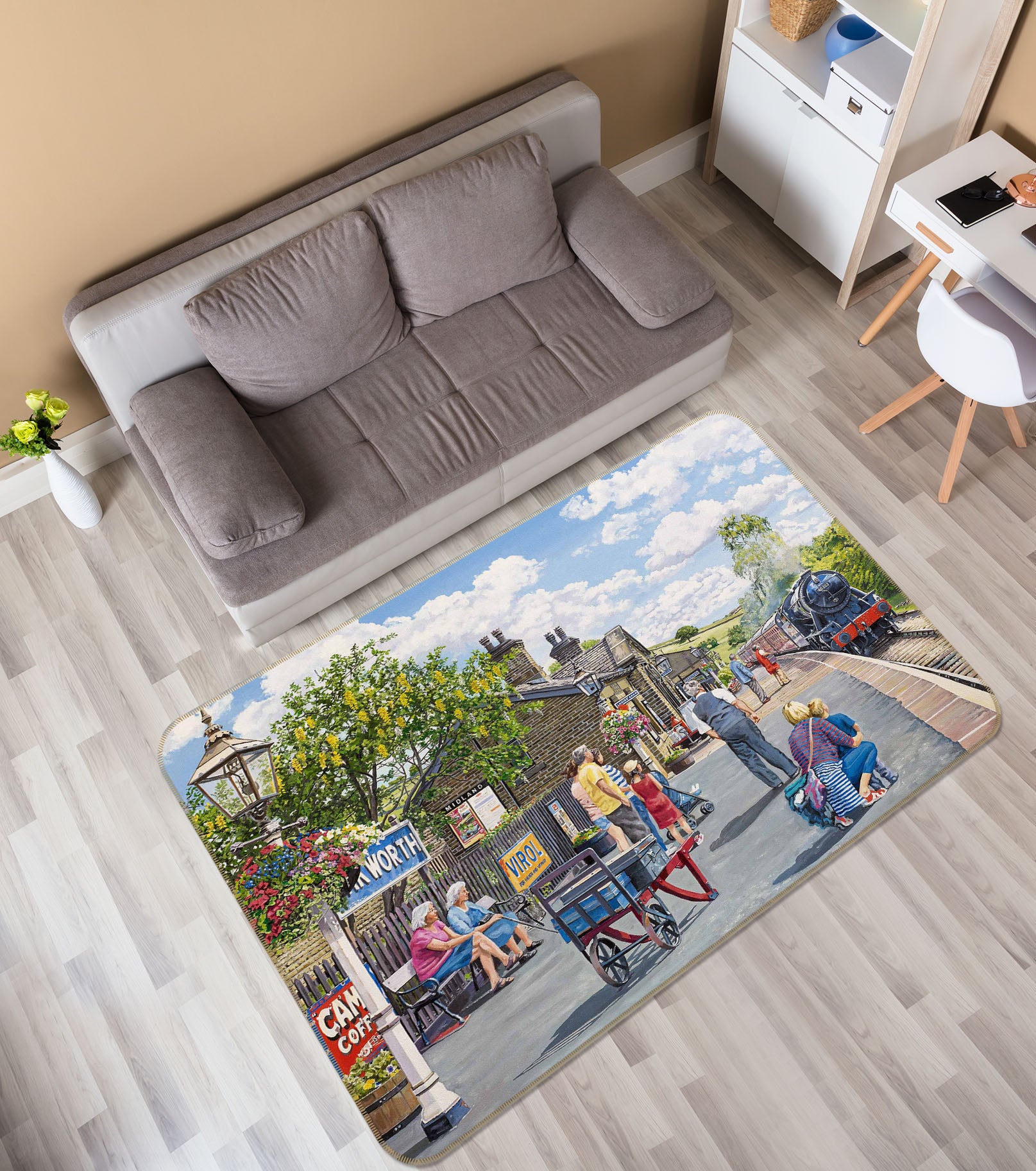 3D Oakworth Station 1091 Trevor Mitchell Rug Non Slip Rug Mat