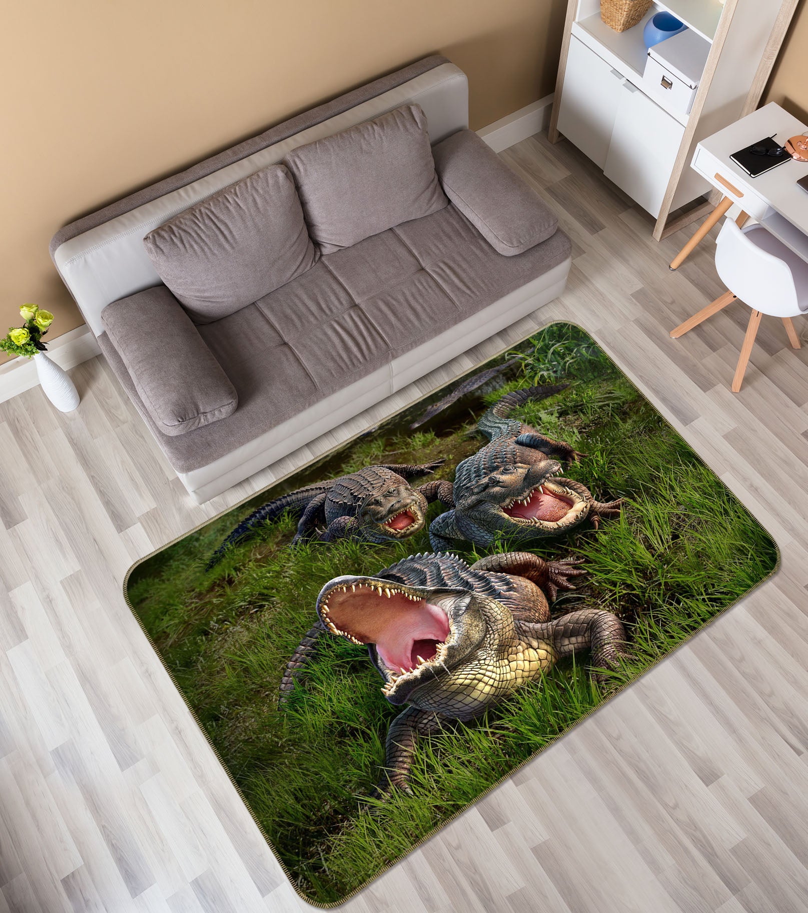 3D Crocodile Mouth 1051 Jerry LoFaro Rug Non Slip Rug Mat
