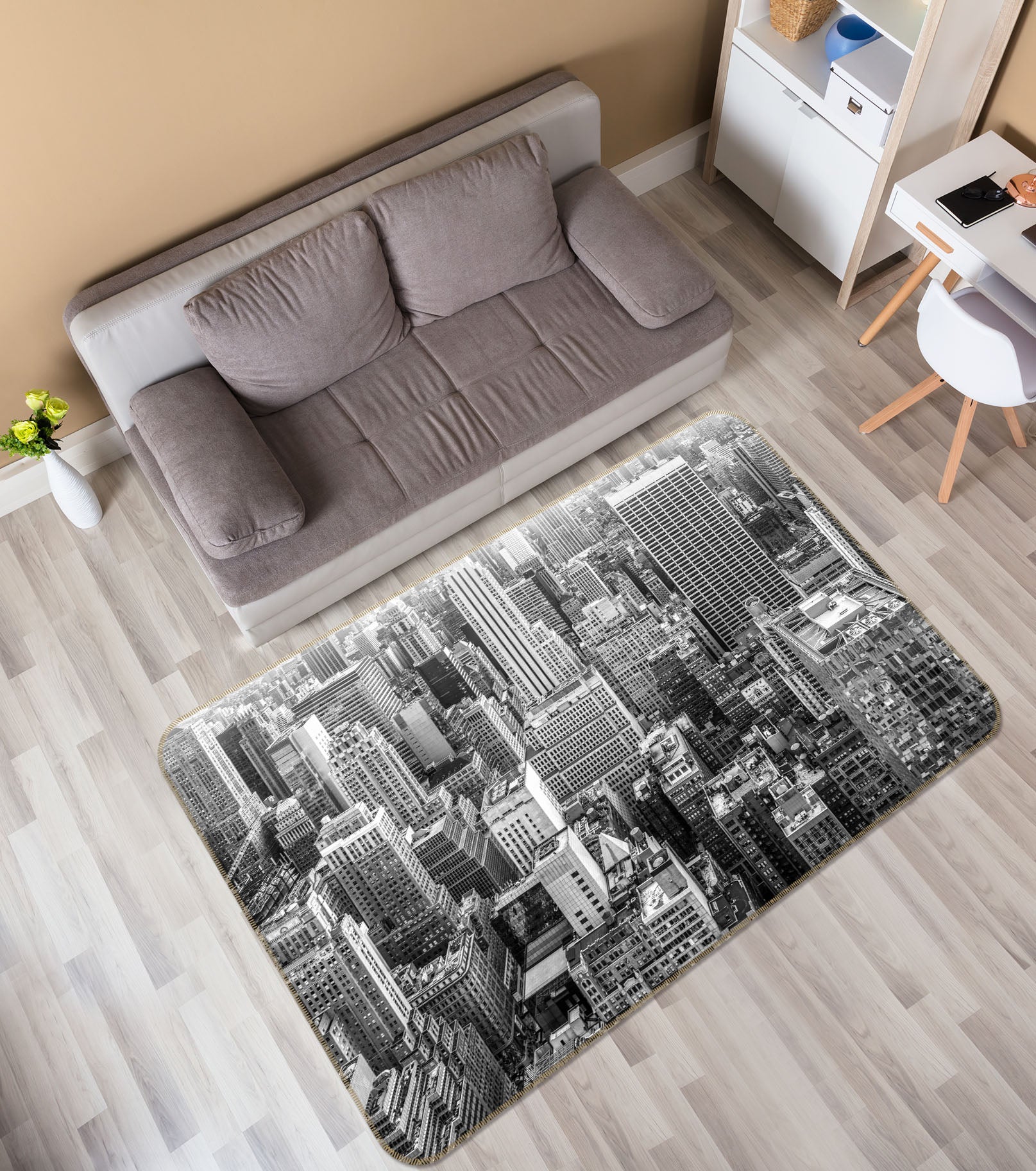 3D Grey City 1135 Marco Carmassi Rug Non Slip Rug Mat