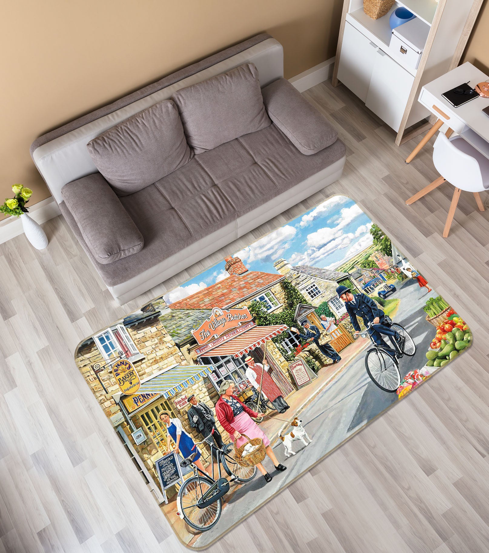 3D The Village High Street 1124 Trevor Mitchell Rug Non Slip Rug Mat