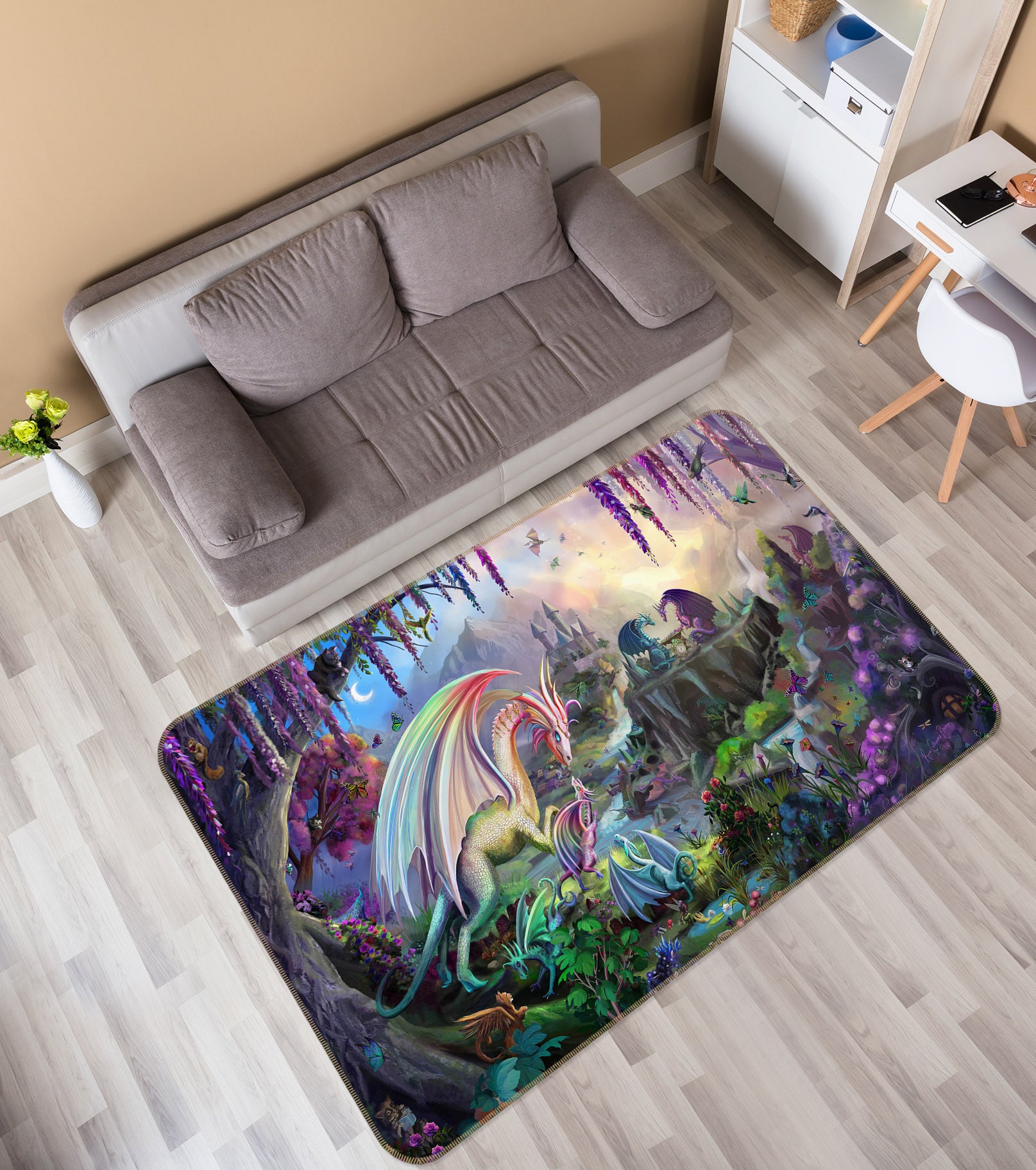 3D Animal Valley 3007 Rose Catherine Khan Rug Non Slip Rug Mat