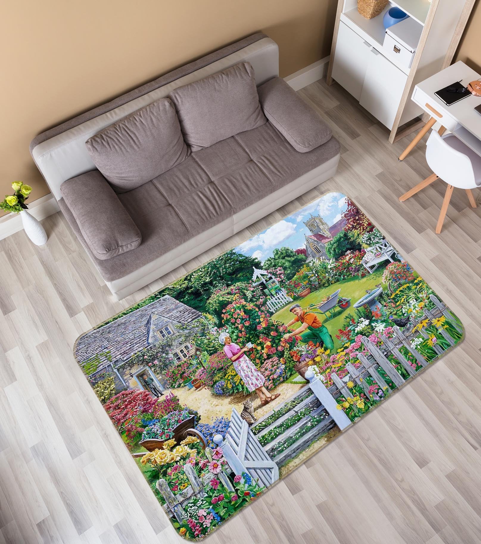 3D Beautiful Garden 1106 Trevor Mitchell Rug Non Slip Rug Mat Mat AJ Creativity Home