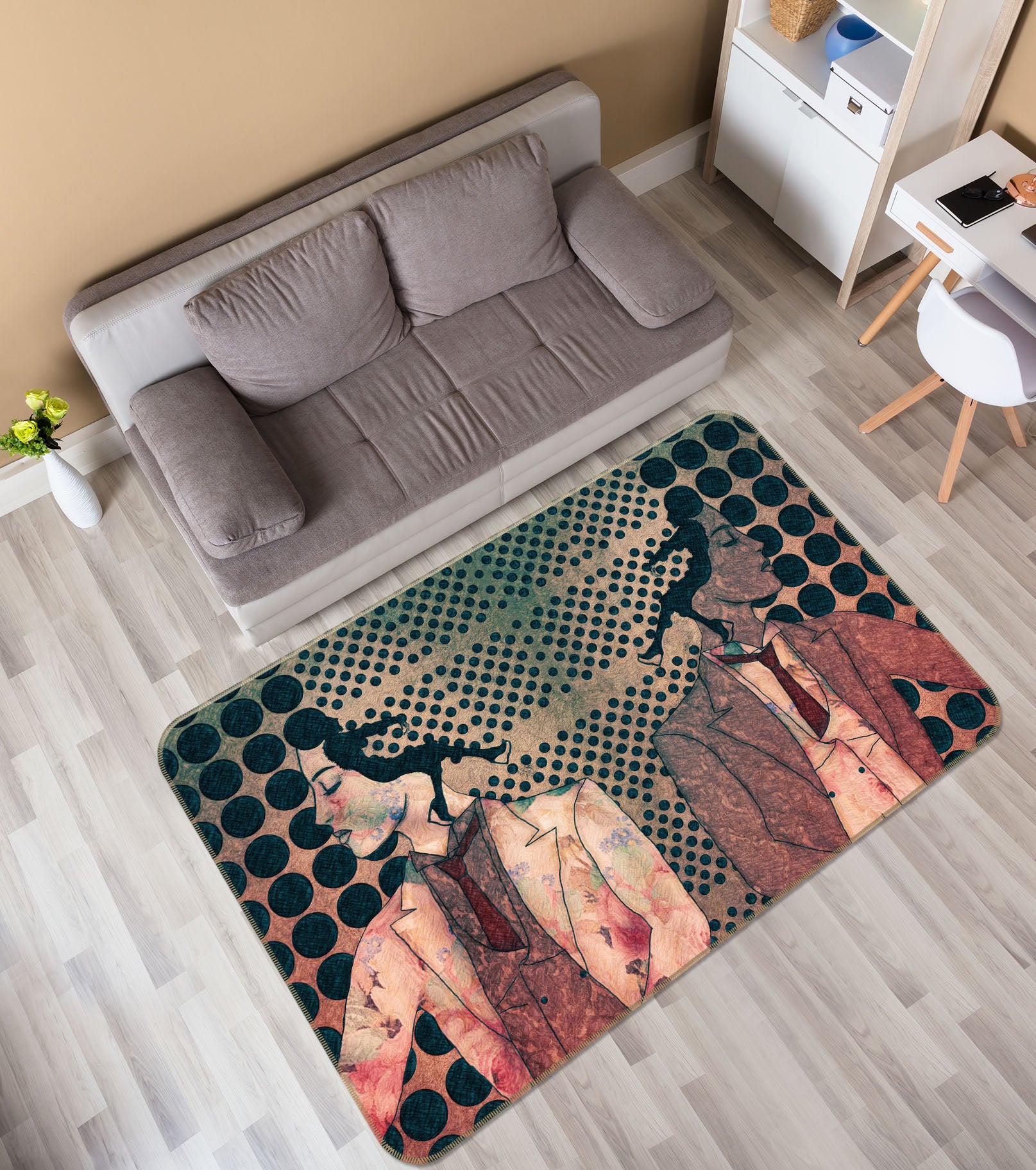 3D Suit Girl 1001 Marco Cavazzana Rug Non Slip Rug Mat
