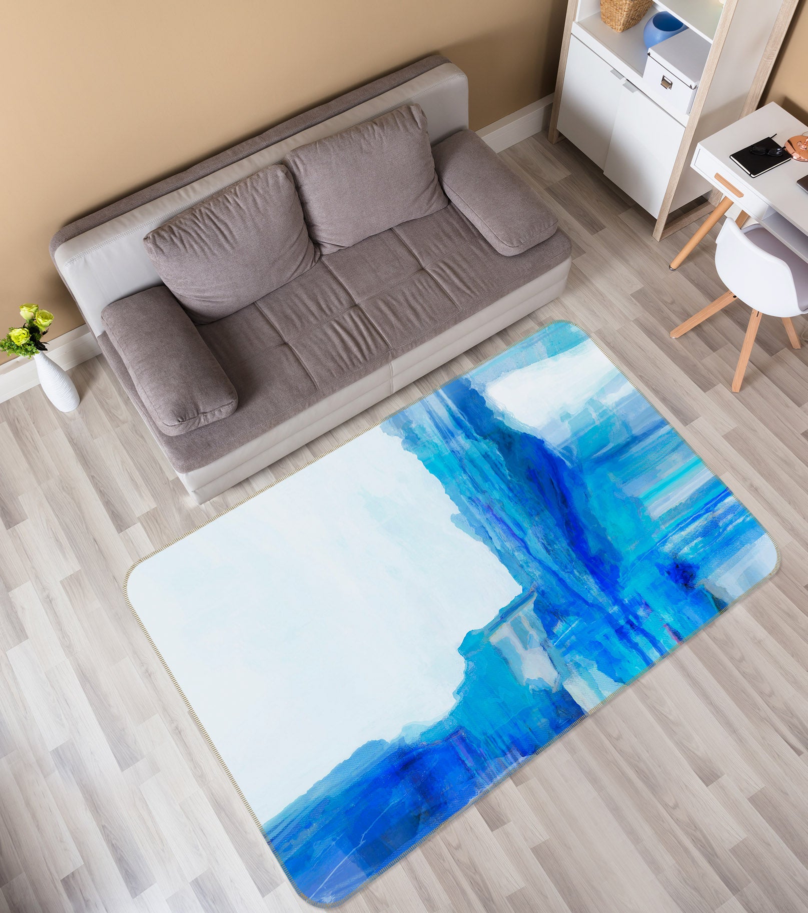 3D Blue Graffiti 1023 Michael Tienhaara Rug Non Slip Rug Mat
