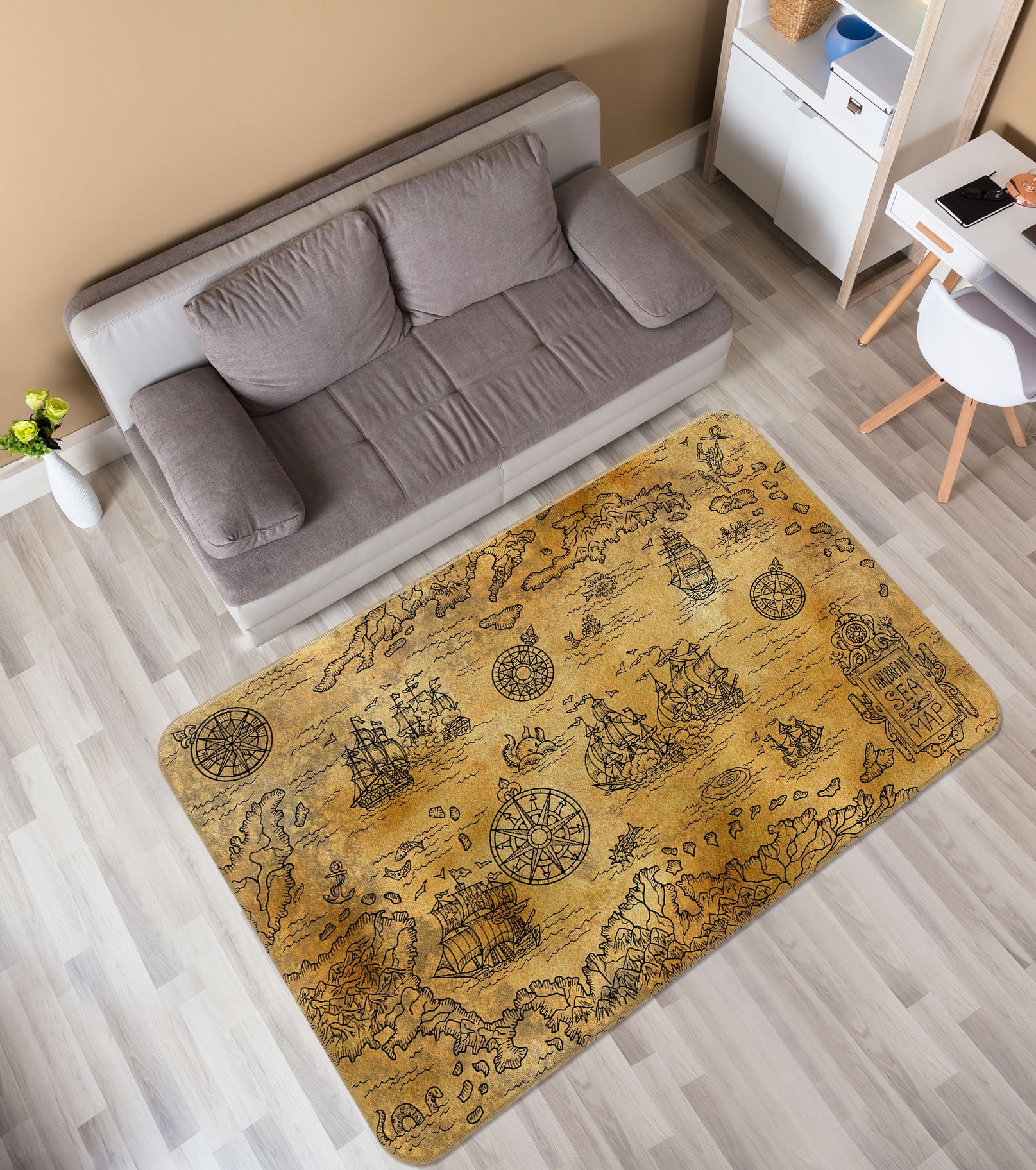 3D Vintage Paper 289 World Map Non Slip Rug Mat