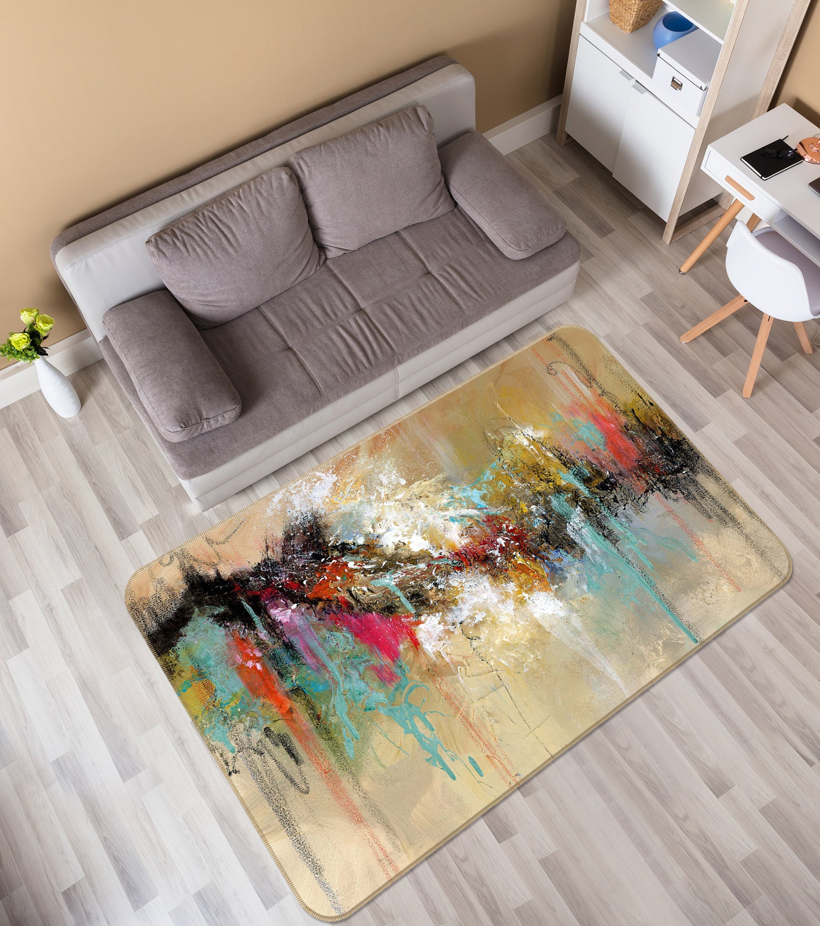 3D Color Graffiti 1004 Anne Farrall Doyle Rug Non Slip Rug Mat