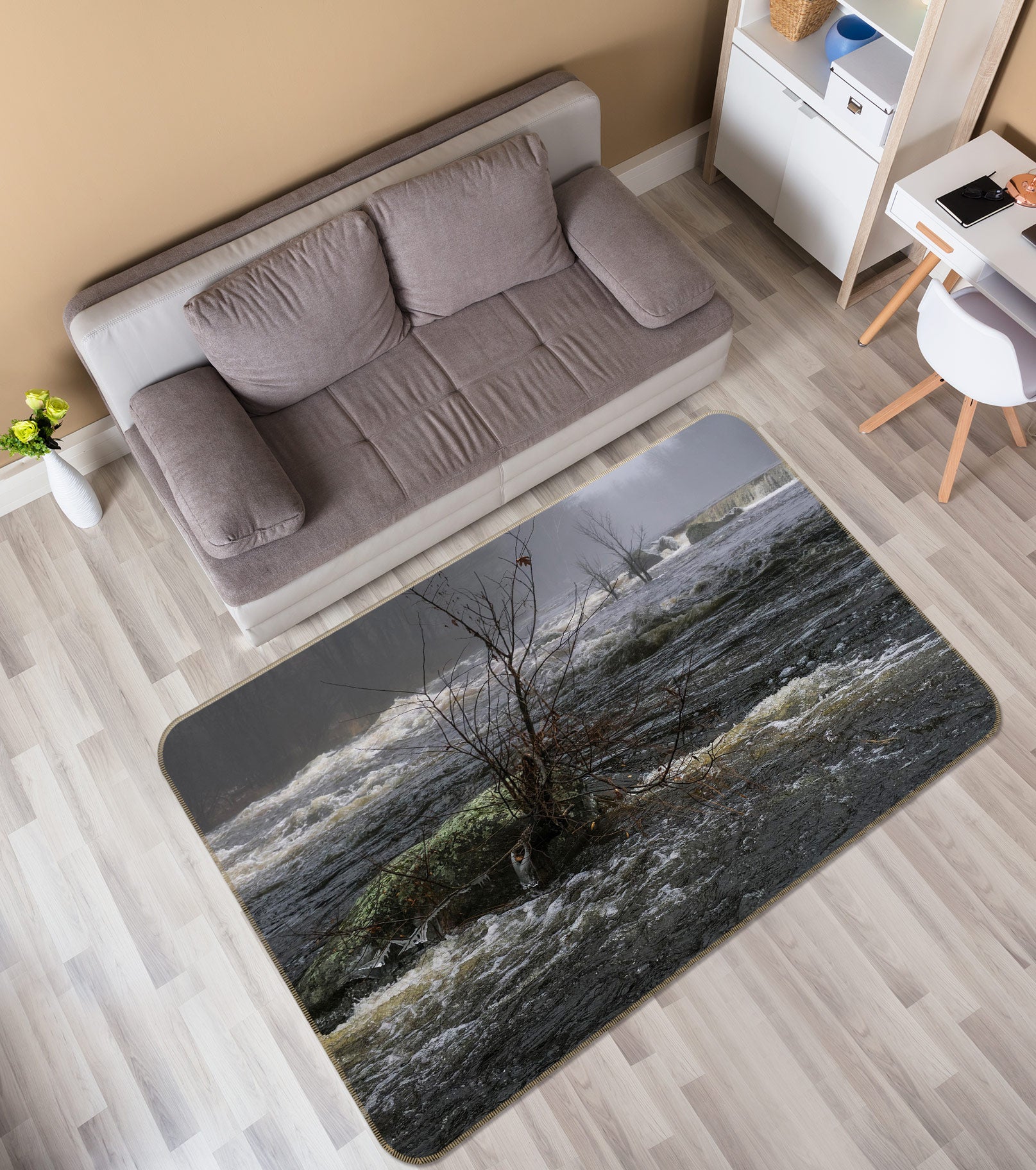 3D Misty River 1013 Jerry LoFaro Rug Non Slip Rug Mat