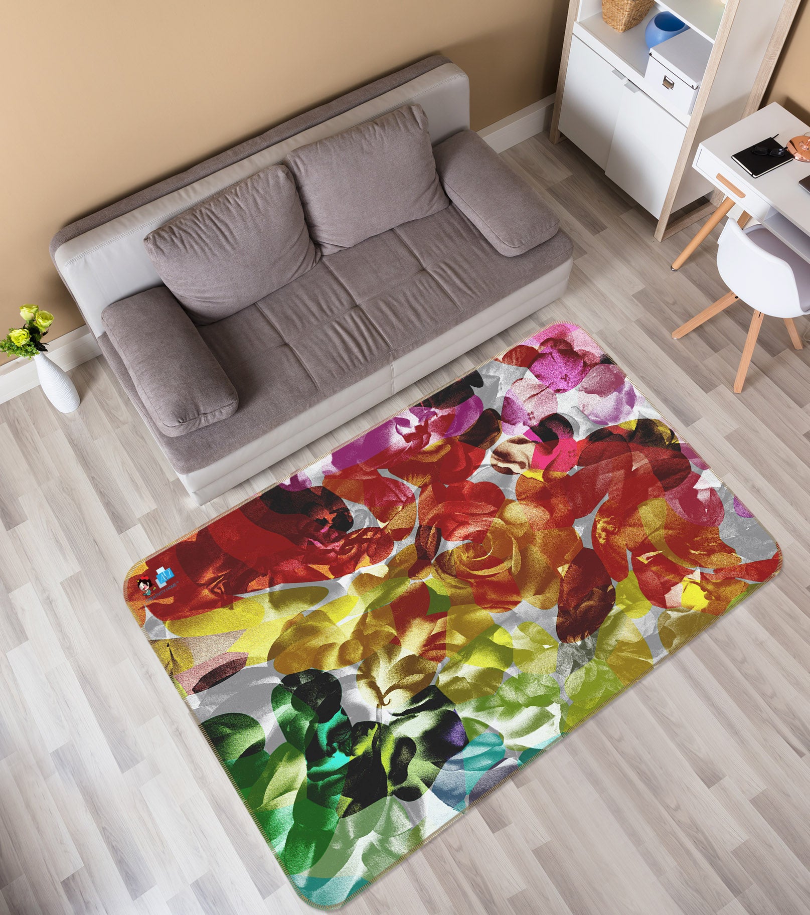3D Colored Flowers 19150 Shandra Smith Rug Non Slip Rug Mat