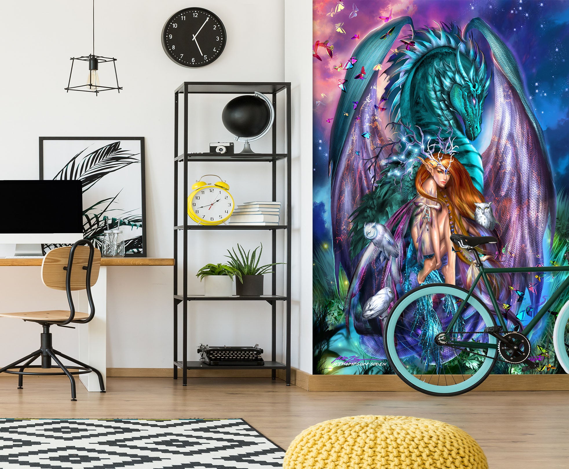 3D Butterfly Dragon Girl 8154 Ruth Thompson Wall Mural Wall Murals