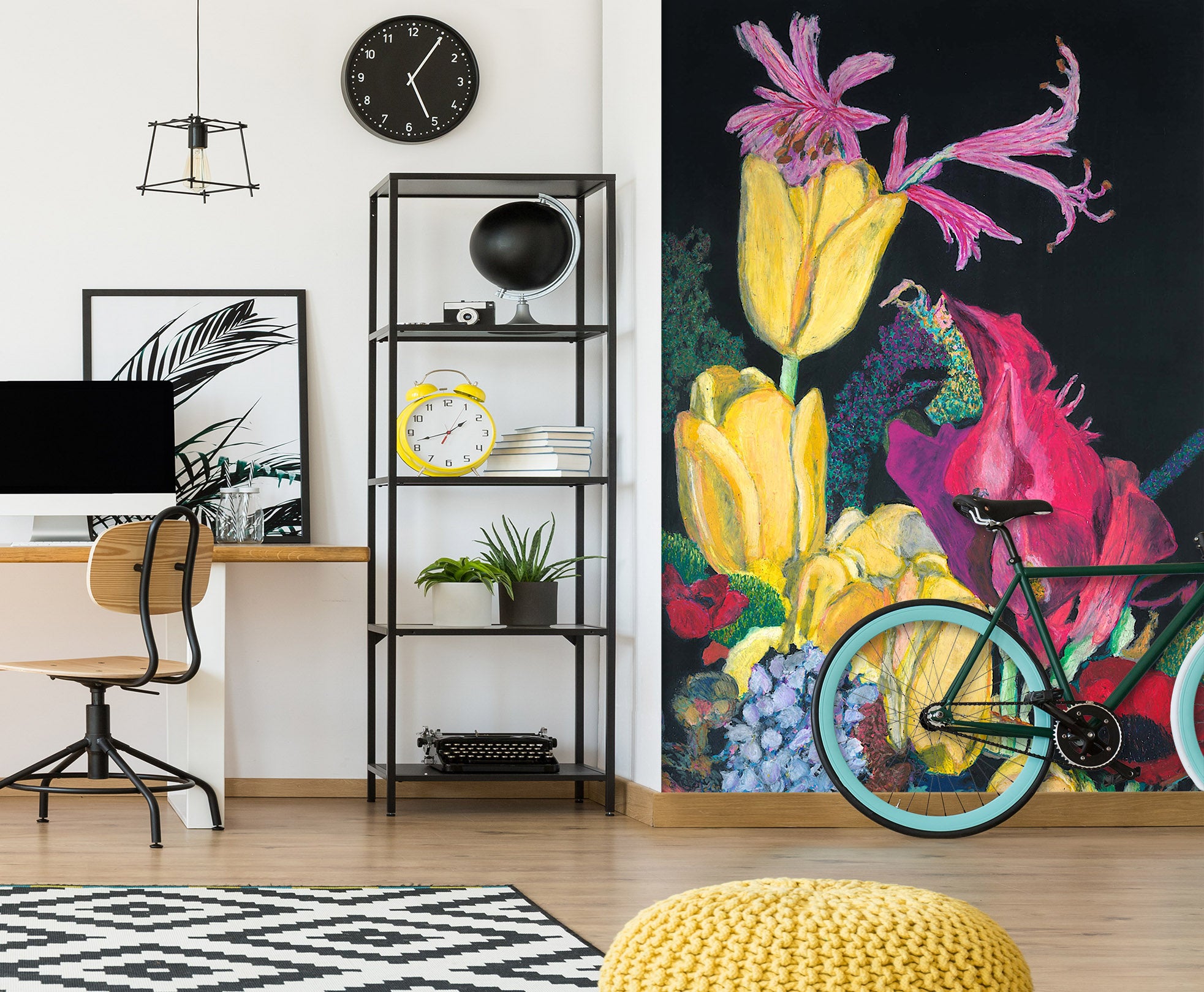 3D Painted Flowers 300 Allan P. Friedlander Wall Mural Wall Murals