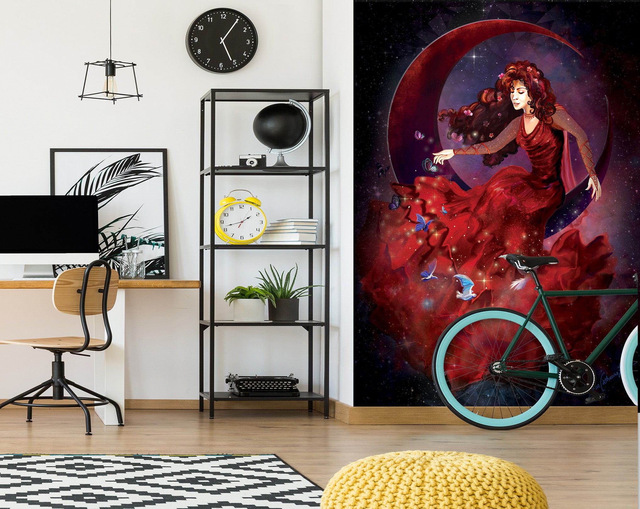 3D Red Girl 1419 Rose Catherine Khan Wall Mural Wall Murals